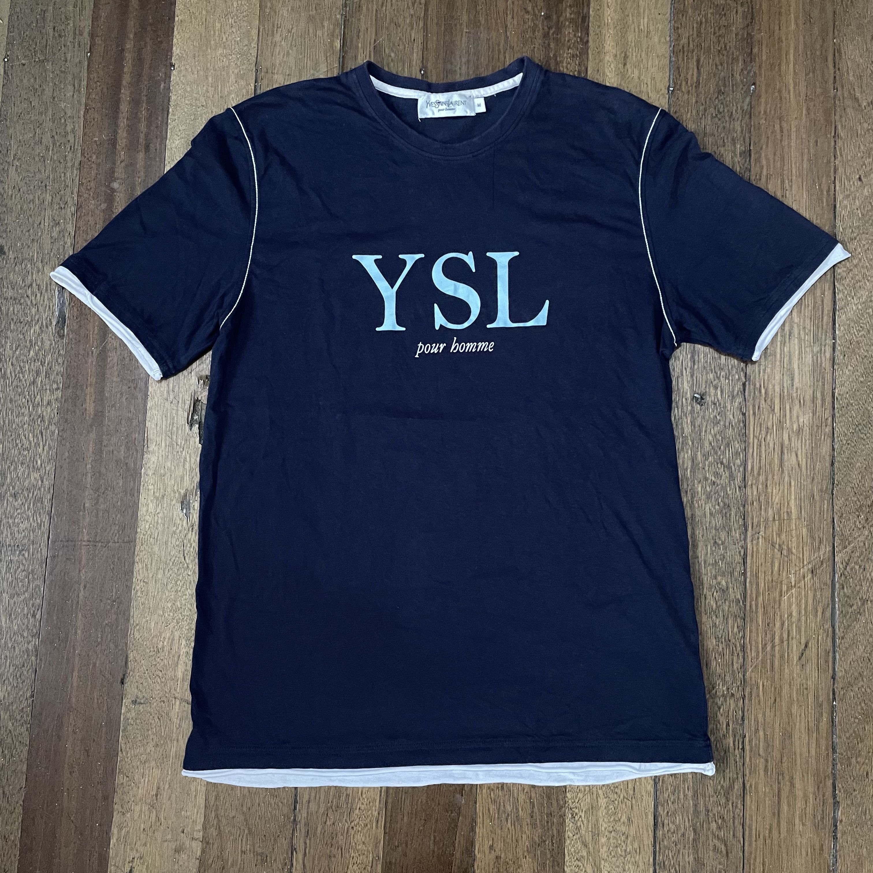 Vintage YSL Script Printed Double Layered shirt Size US M / EU 48-50 / 2 - 1 Thumbnail