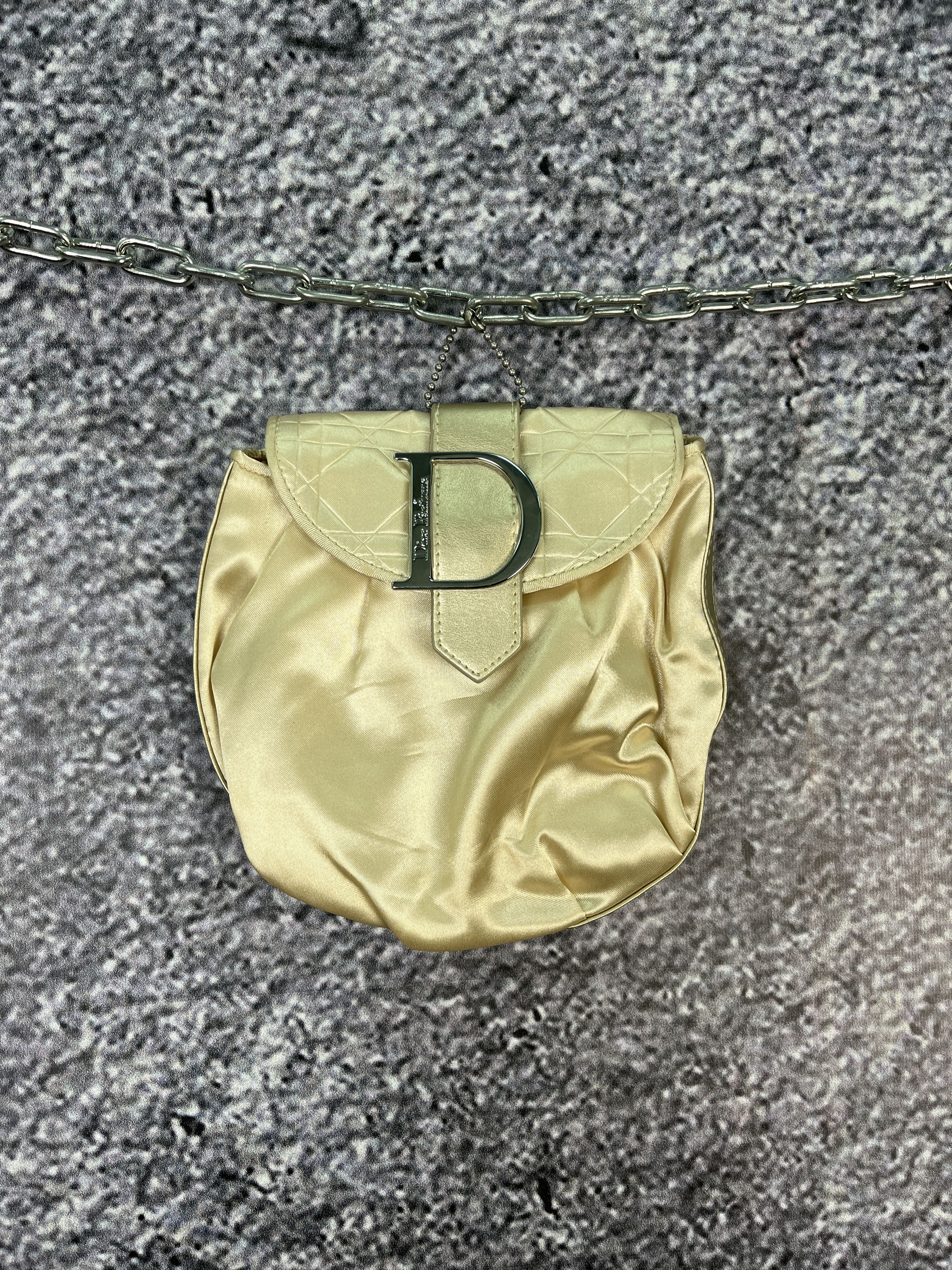 Dior Christian Dior Parfums Cosmetic Pouch Bag Gold Satin Logo Size ONE SIZE - 1 Thumbnail