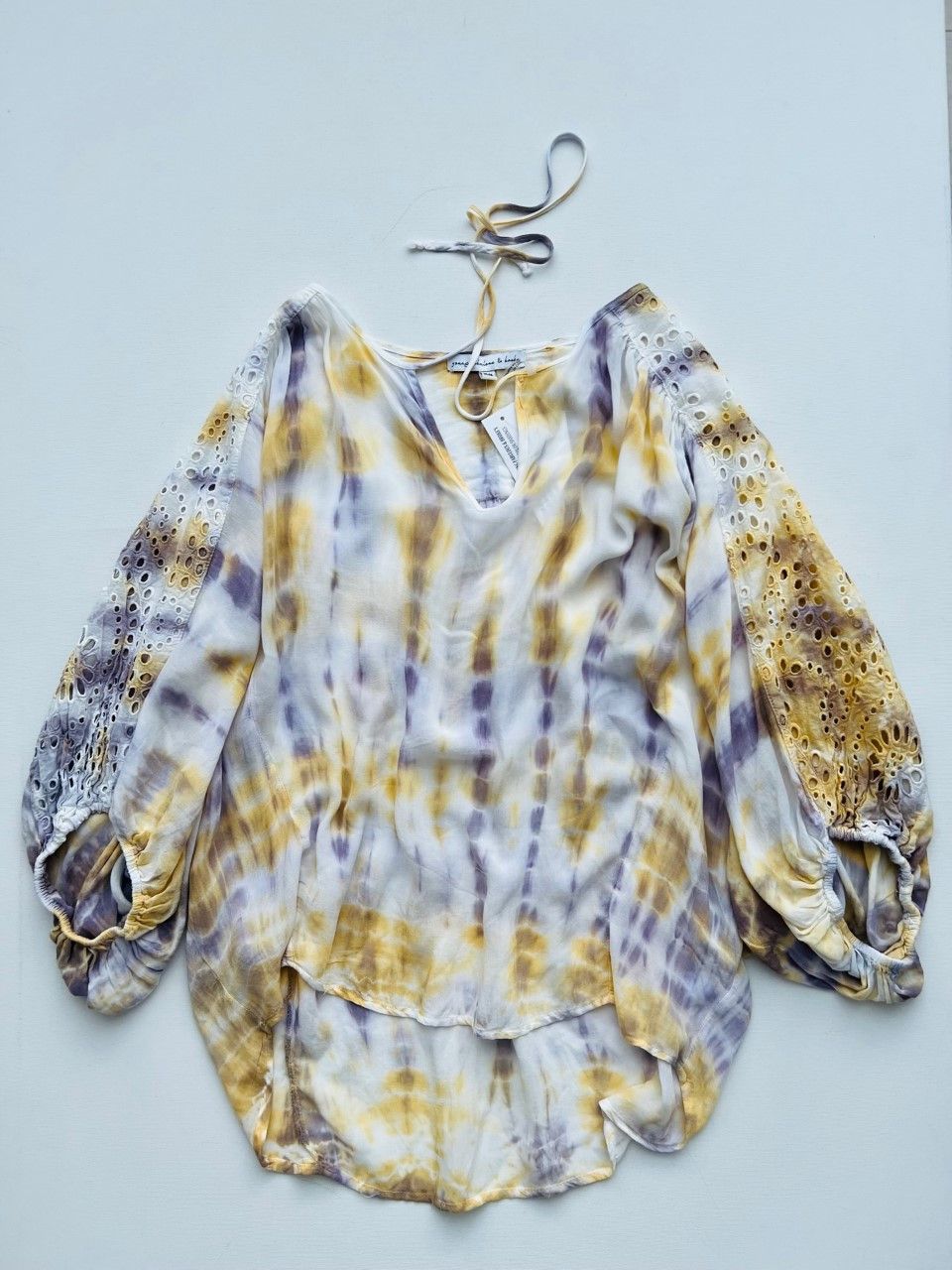 Young Fabulous & Broke YFB Tie Dye Eyelet Oversize Top XS