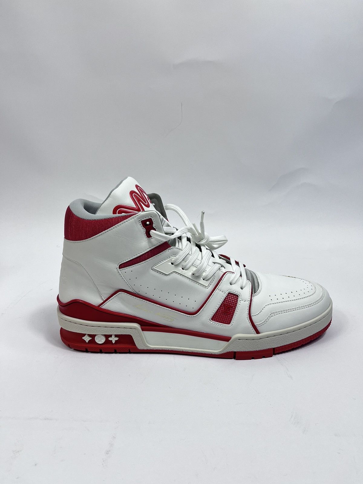 image of Louis Vuitton Virgil Early High Top Sneakers White Red 9, Men's
