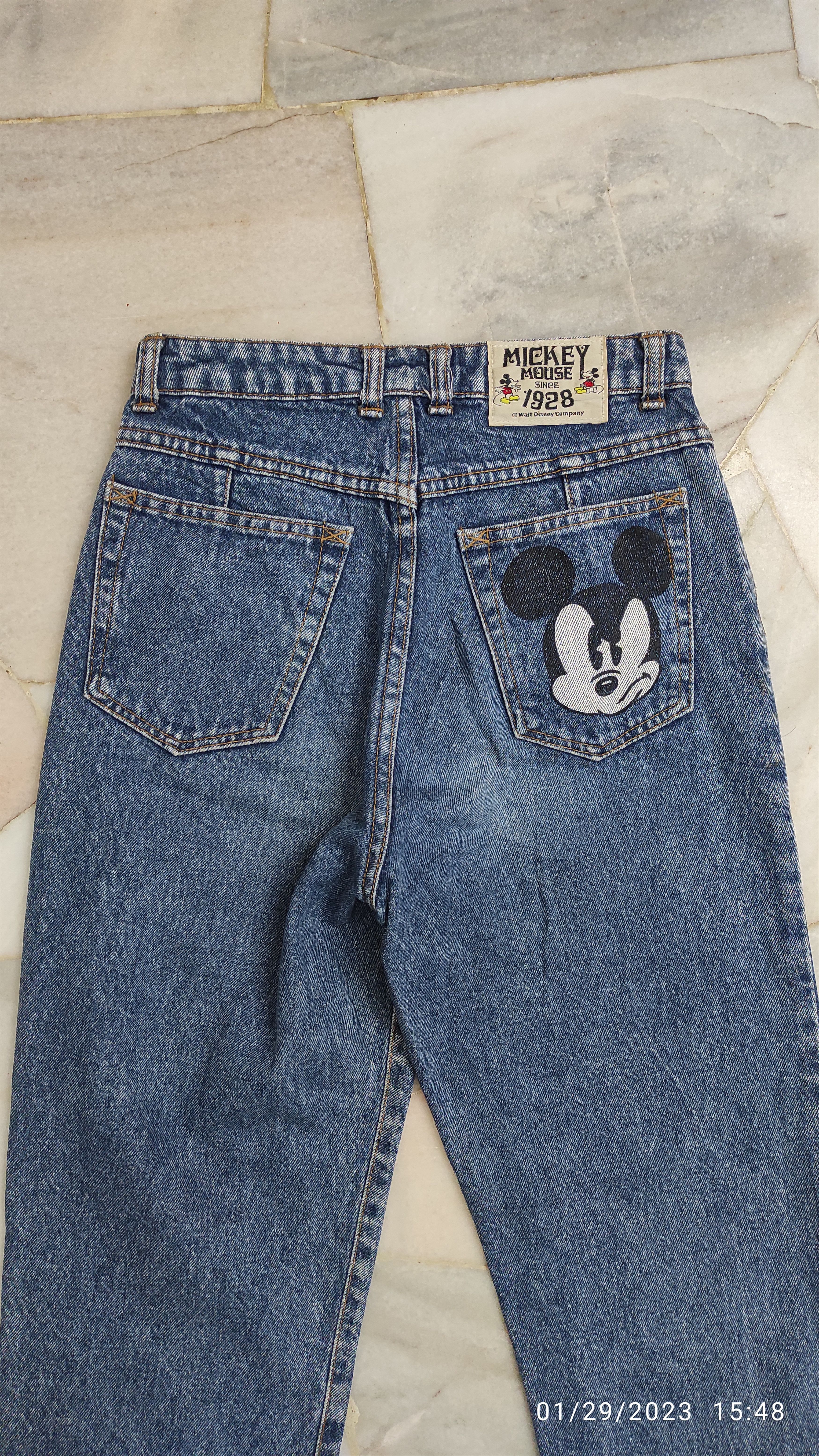 Mickey Mouse Vintage 90's MICKEY MOUSE Stone Wash high waisted jeans Size 25" / US 0 / IT 36 - 10 Thumbnail