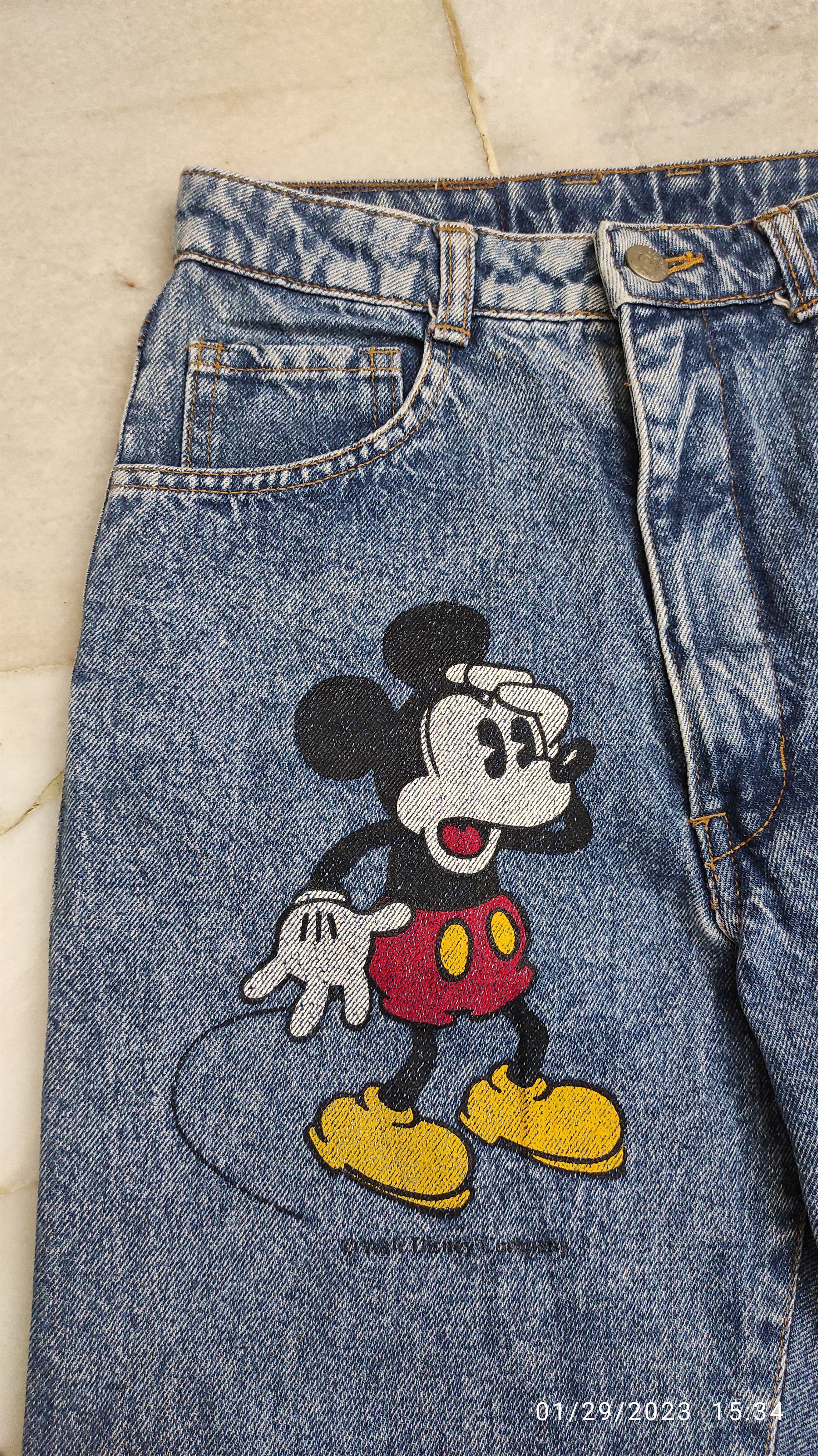 Mickey Mouse Vintage 90's MICKEY MOUSE Stone Wash high waisted jeans Size 25" / US 0 / IT 36 - 9 Thumbnail