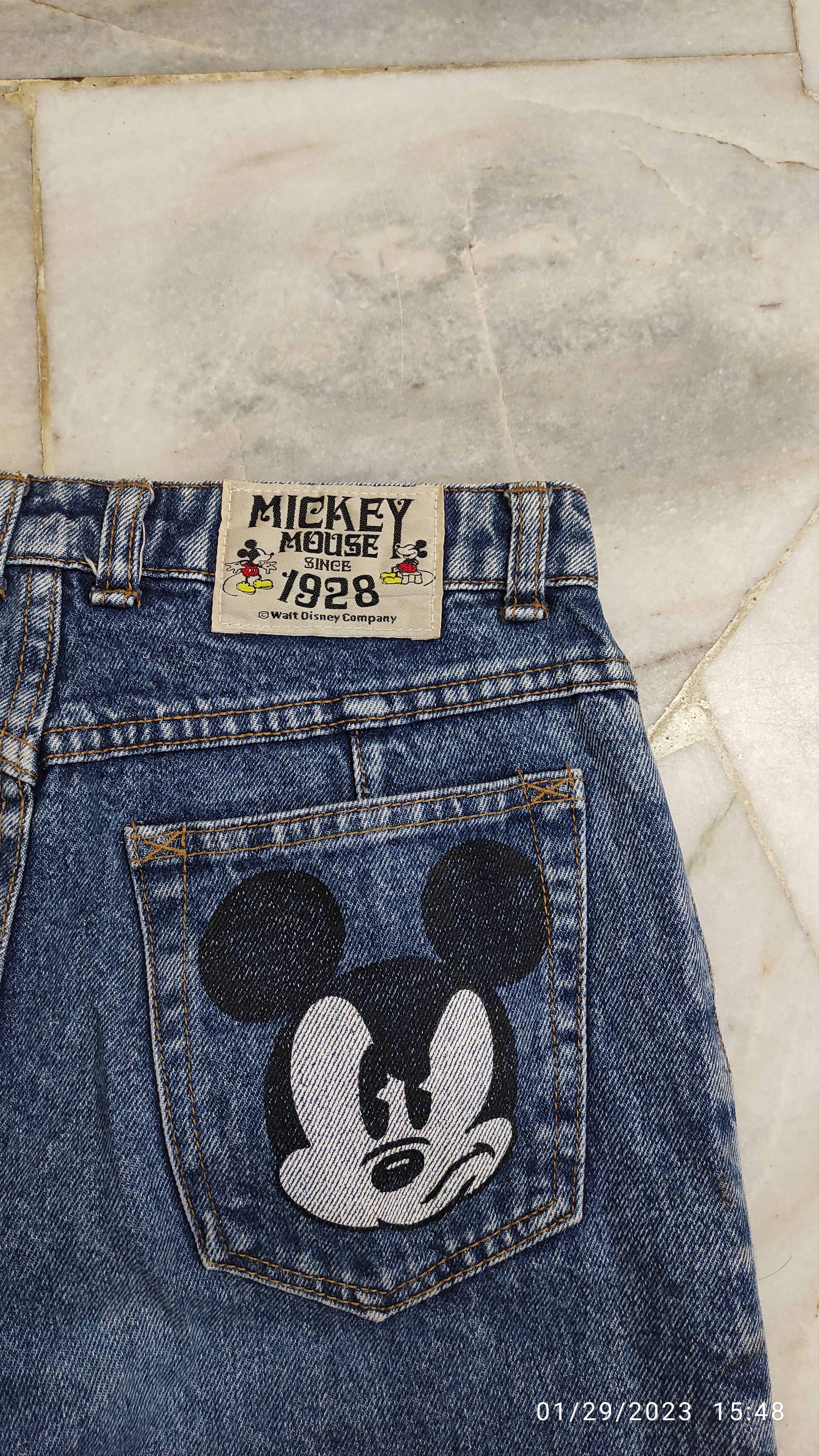 Mickey Mouse Vintage 90's MICKEY MOUSE Stone Wash high waisted jeans Size 25" / US 0 / IT 36 - 6 Thumbnail