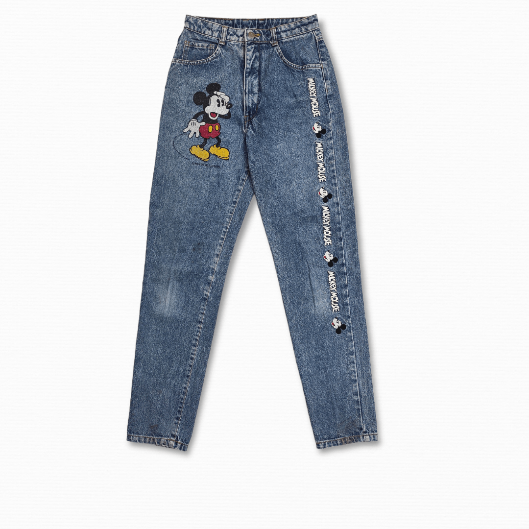 Mickey Mouse Vintage 90's MICKEY MOUSE Stone Wash high waisted jeans Size 25" / US 0 / IT 36 - 1 Thumbnail