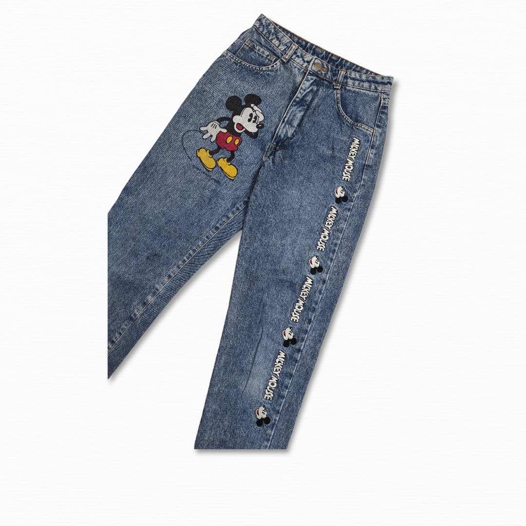 Mickey Mouse Vintage 90's MICKEY MOUSE Stone Wash high waisted jeans Size 25" / US 0 / IT 36 - 3 Thumbnail