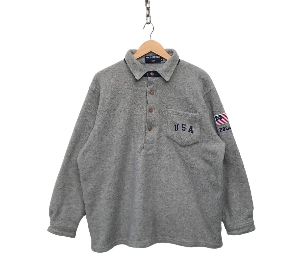 Polo Ralph Lauren Polo Sport Fleece Sweater Polo USA Flag Pocket Sweatshirt Size US XL / EU 56 / 4 - 1 Thumbnail