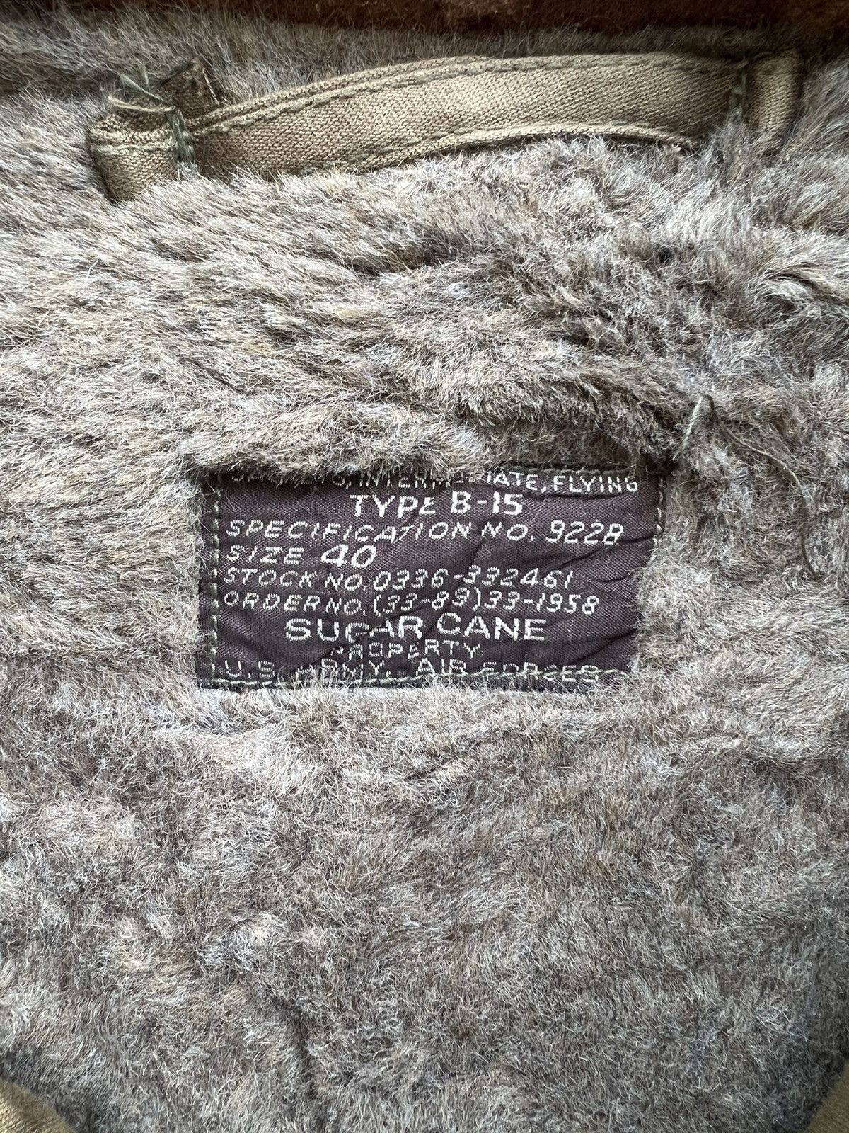 Sugar Cane VERY RARE VINTAGE JACKET FLIGHT BOMBER B15 SUGAR CANE 40s Size US M / EU 48-50 / 2 - 6 Thumbnail