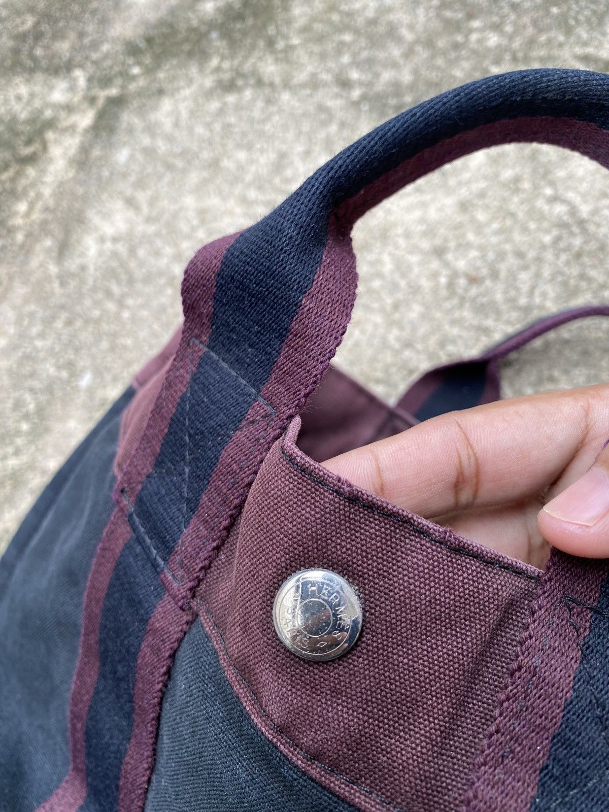 Hermes 💥Vintage HERMES Mini “HERLINE” Canvas Totebag Riri Zip Size ONE SIZE - 11 Thumbnail