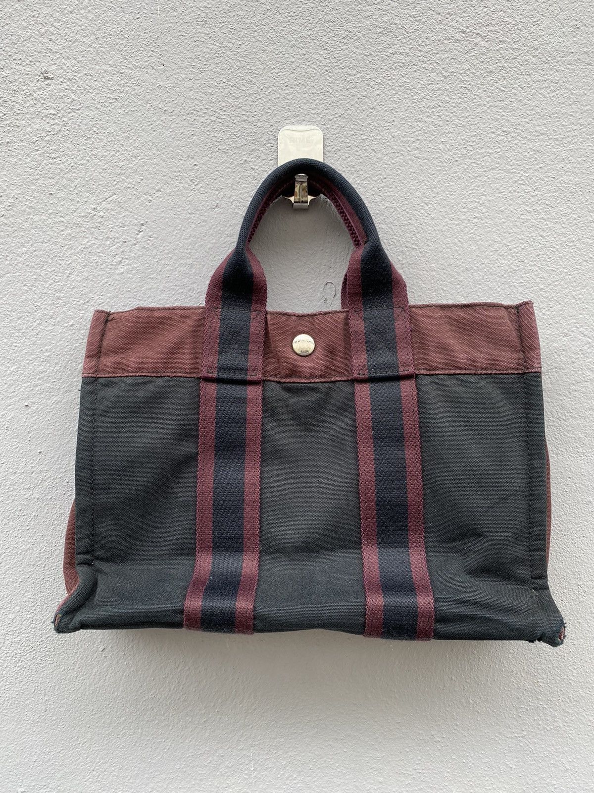 Hermes 💥Vintage HERMES Mini “HERLINE” Canvas Totebag Riri Zip Size ONE SIZE - 1 Thumbnail
