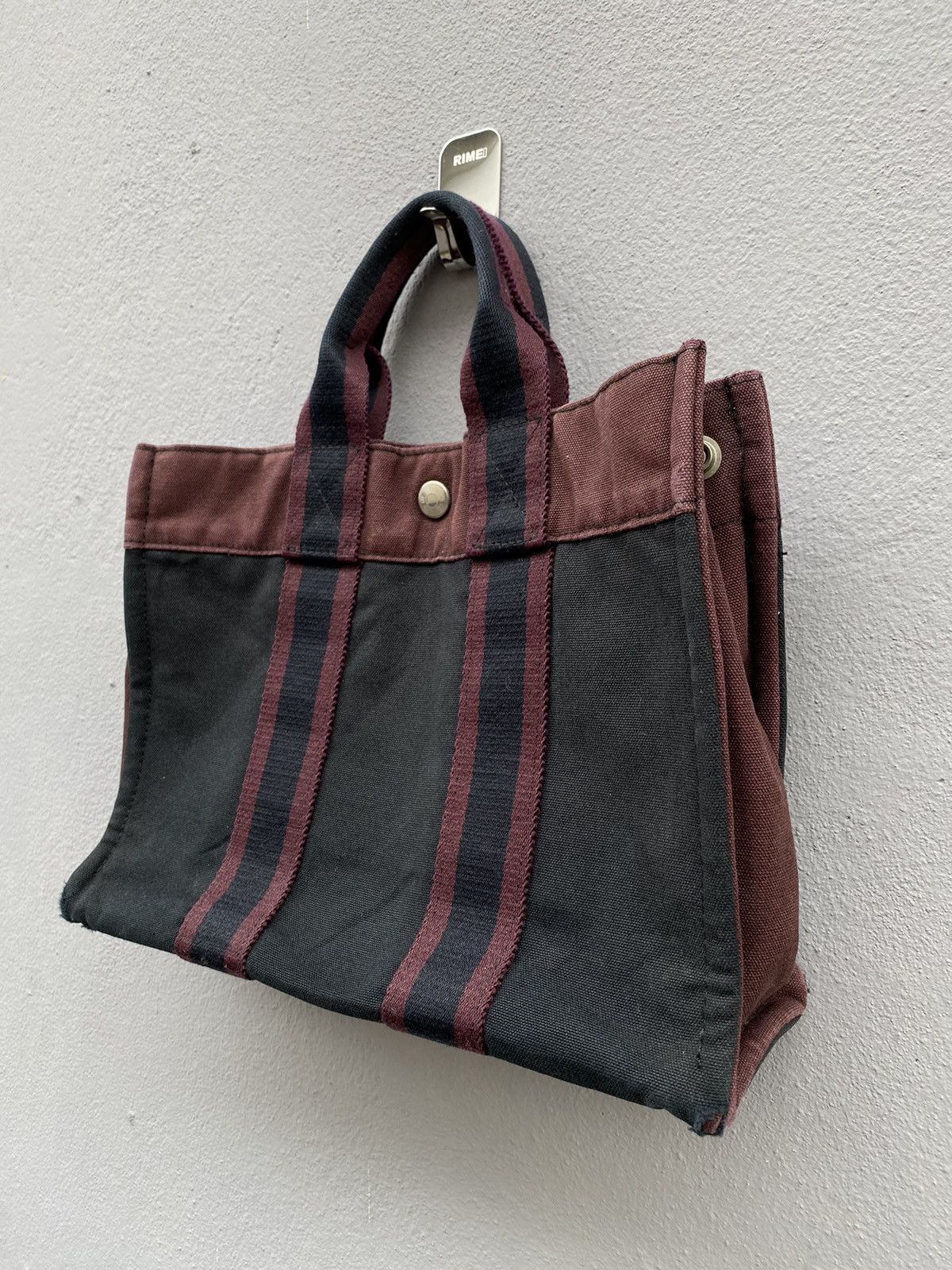 Hermes 💥Vintage HERMES Mini “HERLINE” Canvas Totebag Riri Zip Size ONE SIZE - 2 Thumbnail