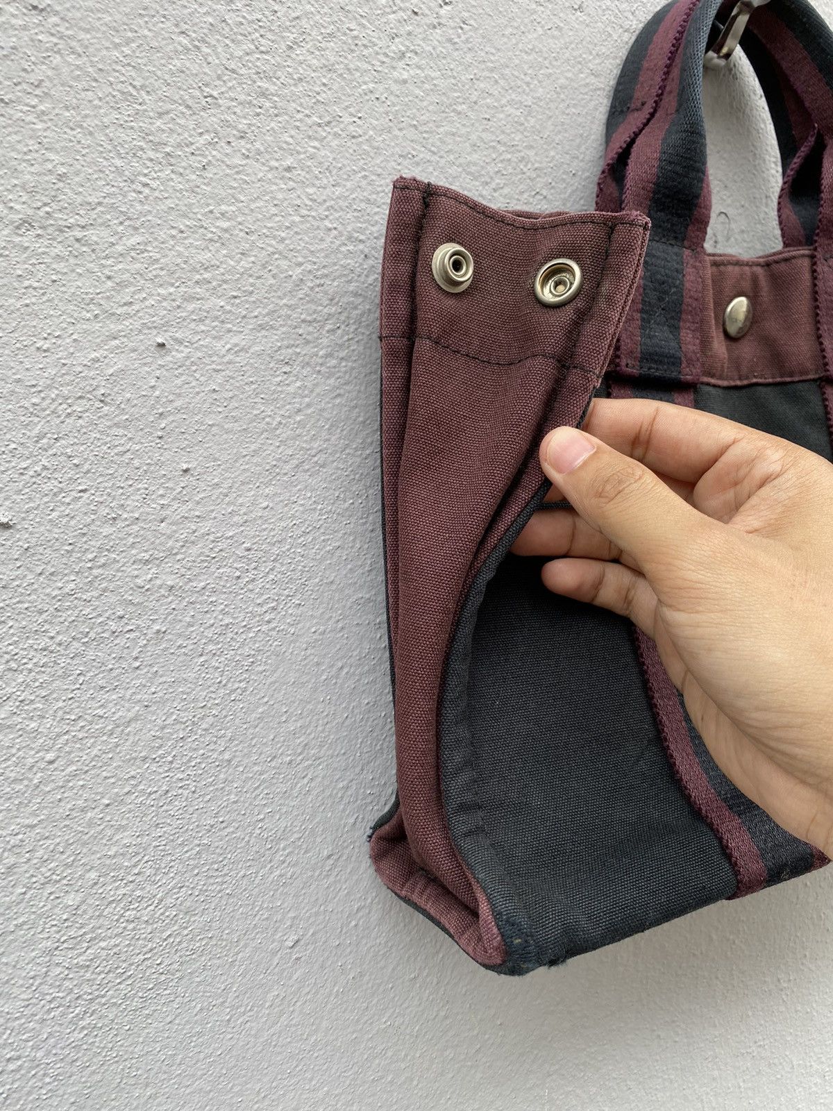 Hermes 💥Vintage HERMES Mini “HERLINE” Canvas Totebag Riri Zip Size ONE SIZE - 3 Thumbnail