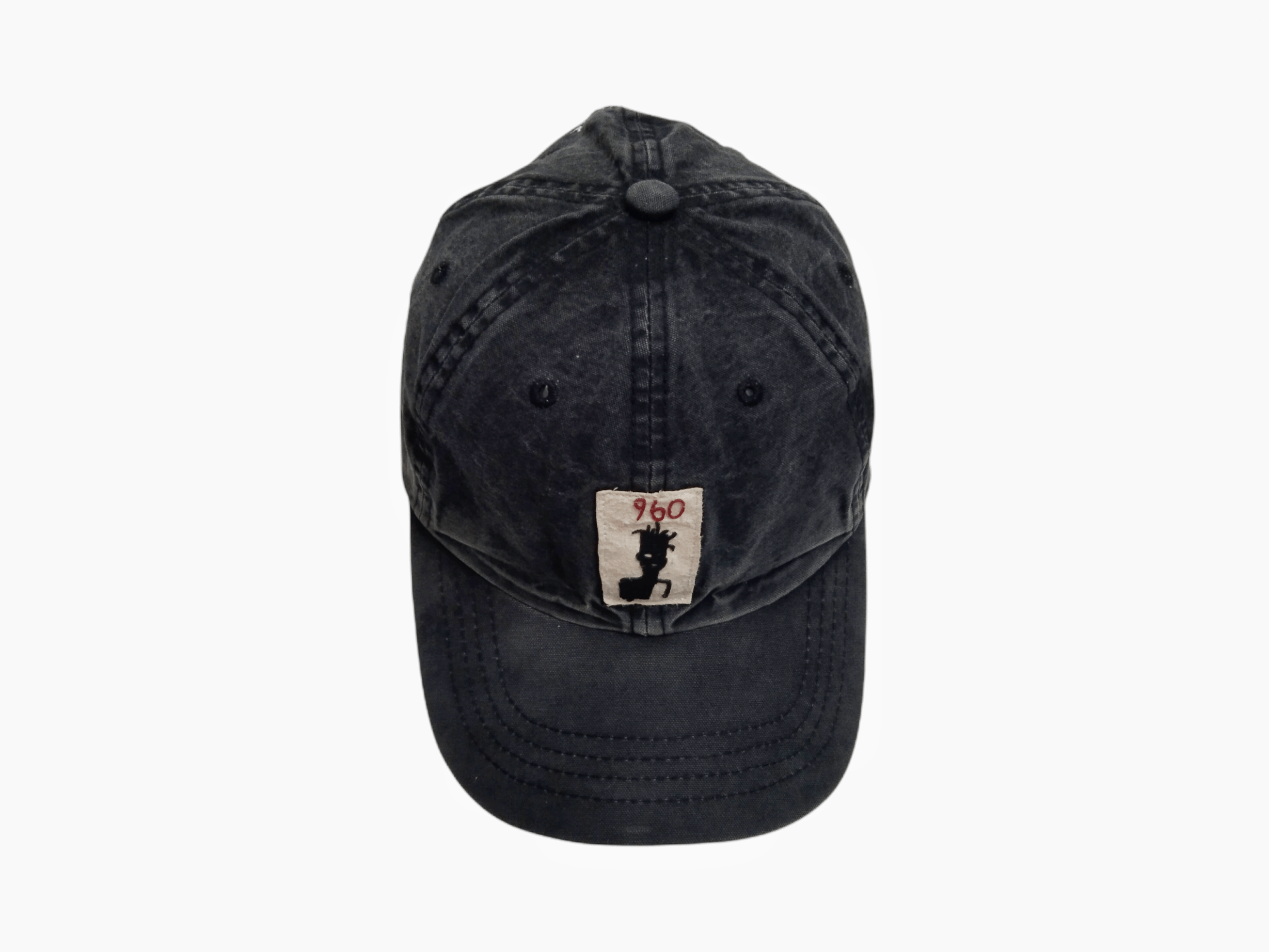 Japanese Brand × Jean-Michel Basquiat × Vintage JEAN MICHEL BASQUIAT BLACK WASHED DENIM STRAPBACK Size ONE SIZE - 7 Thumbnail