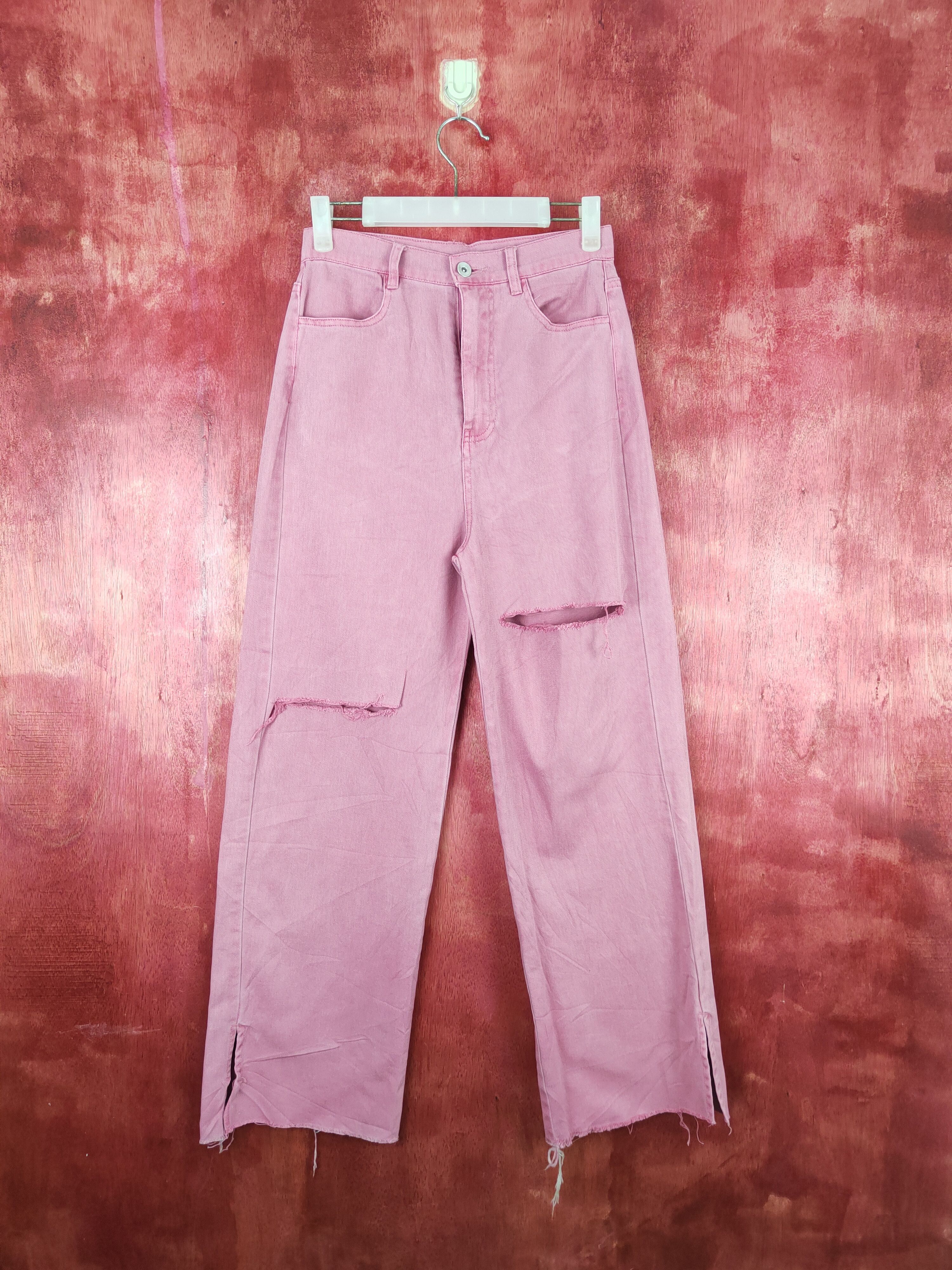 Japanese Brand Nice Claup Pink distressed Ripped Pants #S632 Size 27" / US 4 / IT 40 - 1 Thumbnail