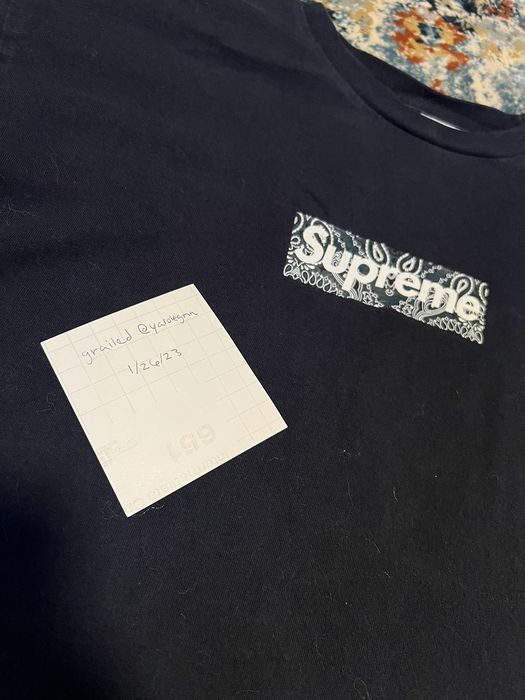 Supreme Supreme Bandana Box Logo Tee “Navy” | Grailed