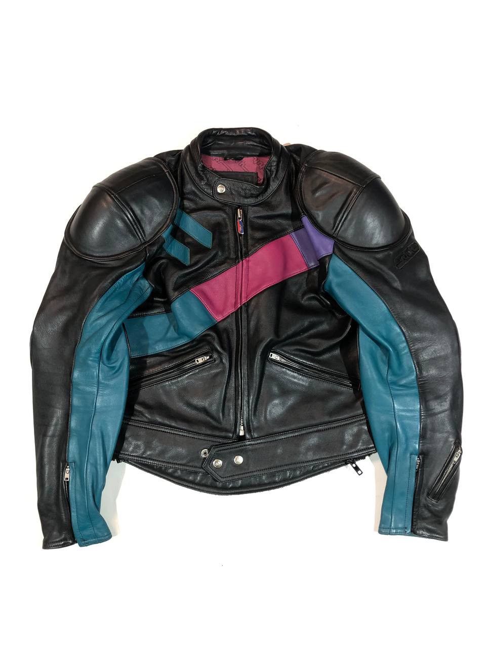 image of Leather Jacket x Racing Leather Vintage Racing Moto Jacket Multi Color, Men's (Size Small)