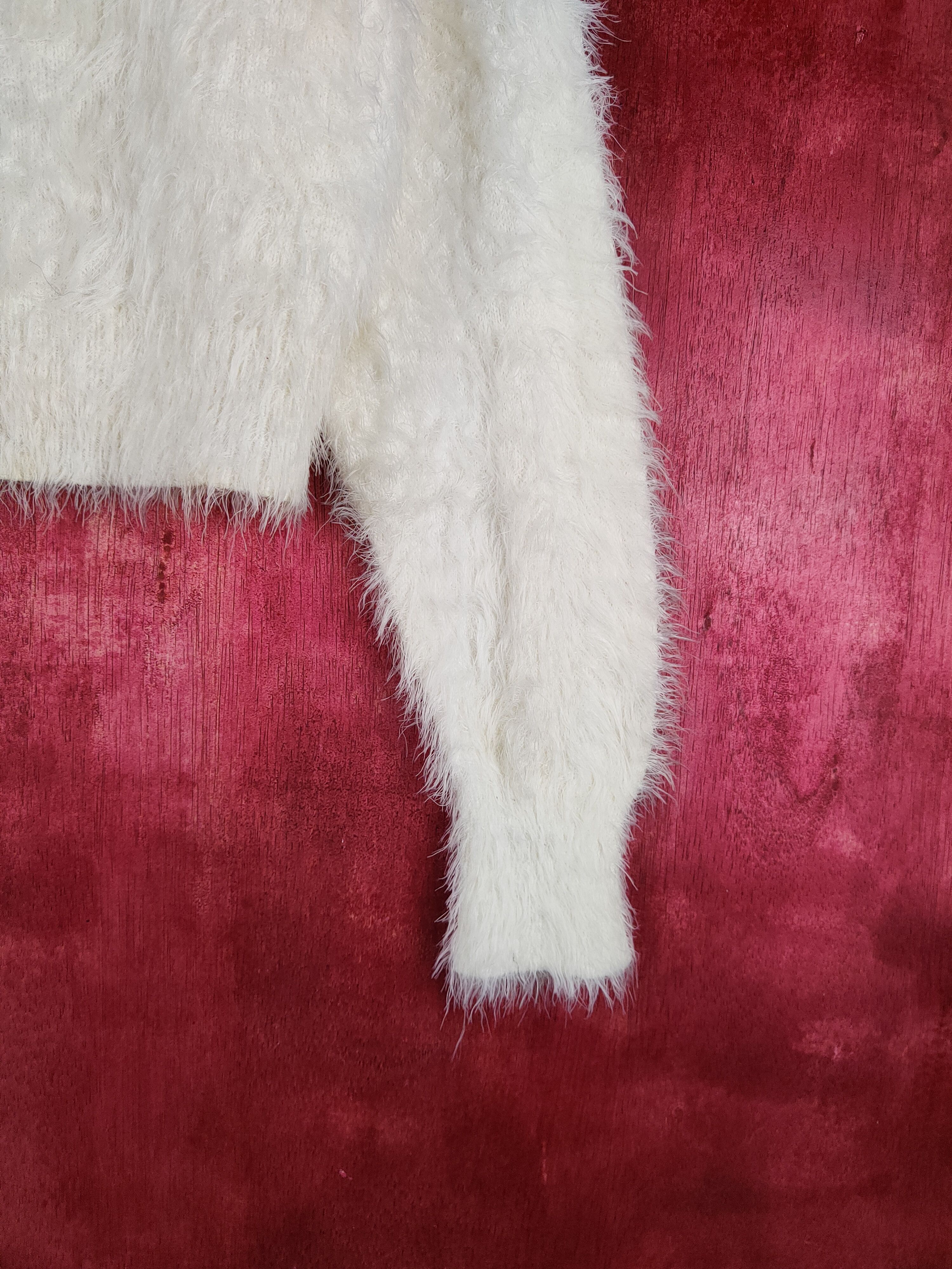 Homespun Knitwear × Japanese Brand DLS Japan Cream Shag Shaggy Fur Mohair Knitwear #BB607 Size M / US 6-8 / IT 42-44 - 7 Thumbnail