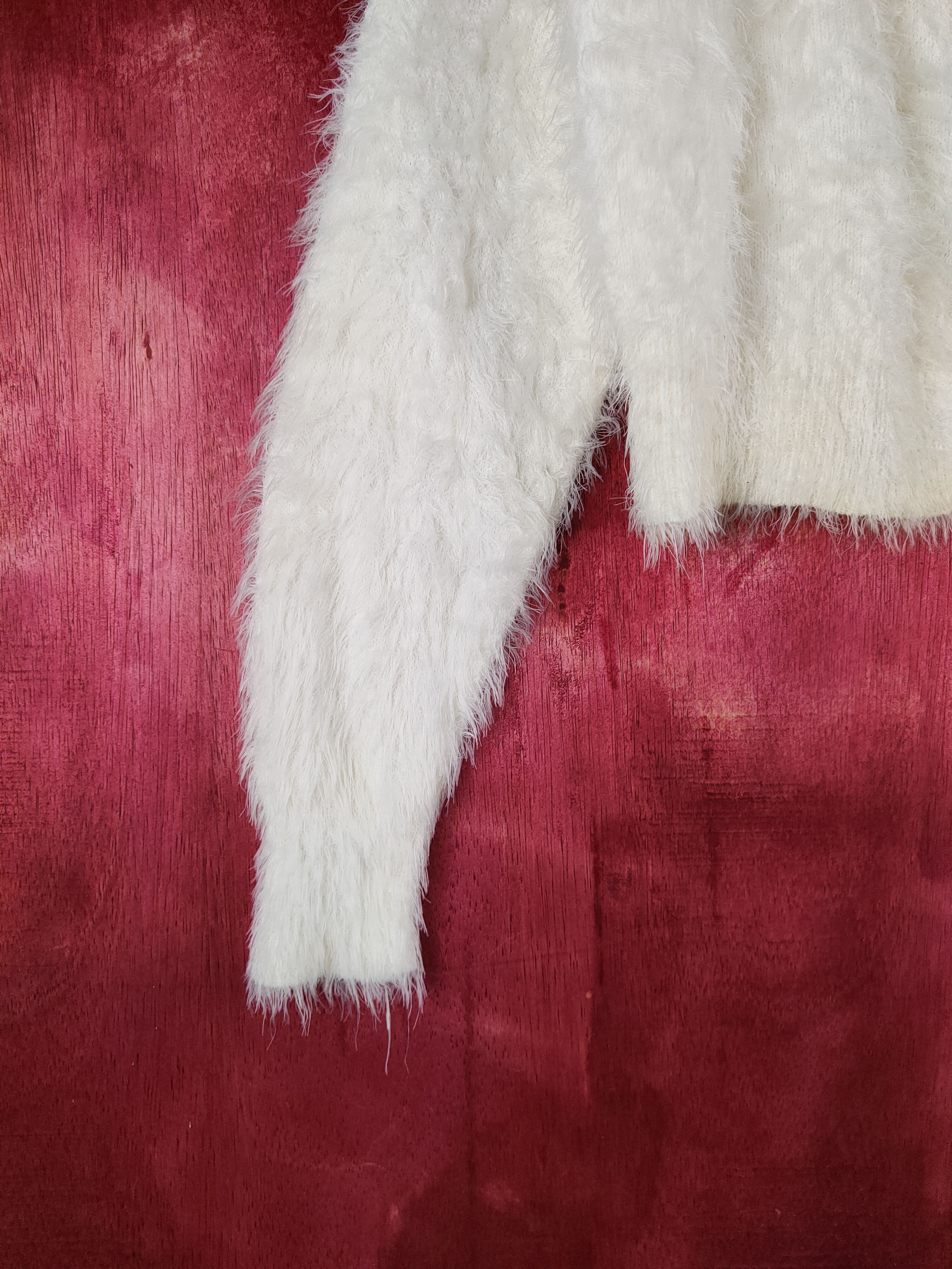Homespun Knitwear × Japanese Brand DLS Japan Cream Shag Shaggy Fur Mohair Knitwear #BB607 Size M / US 6-8 / IT 42-44 - 5 Thumbnail