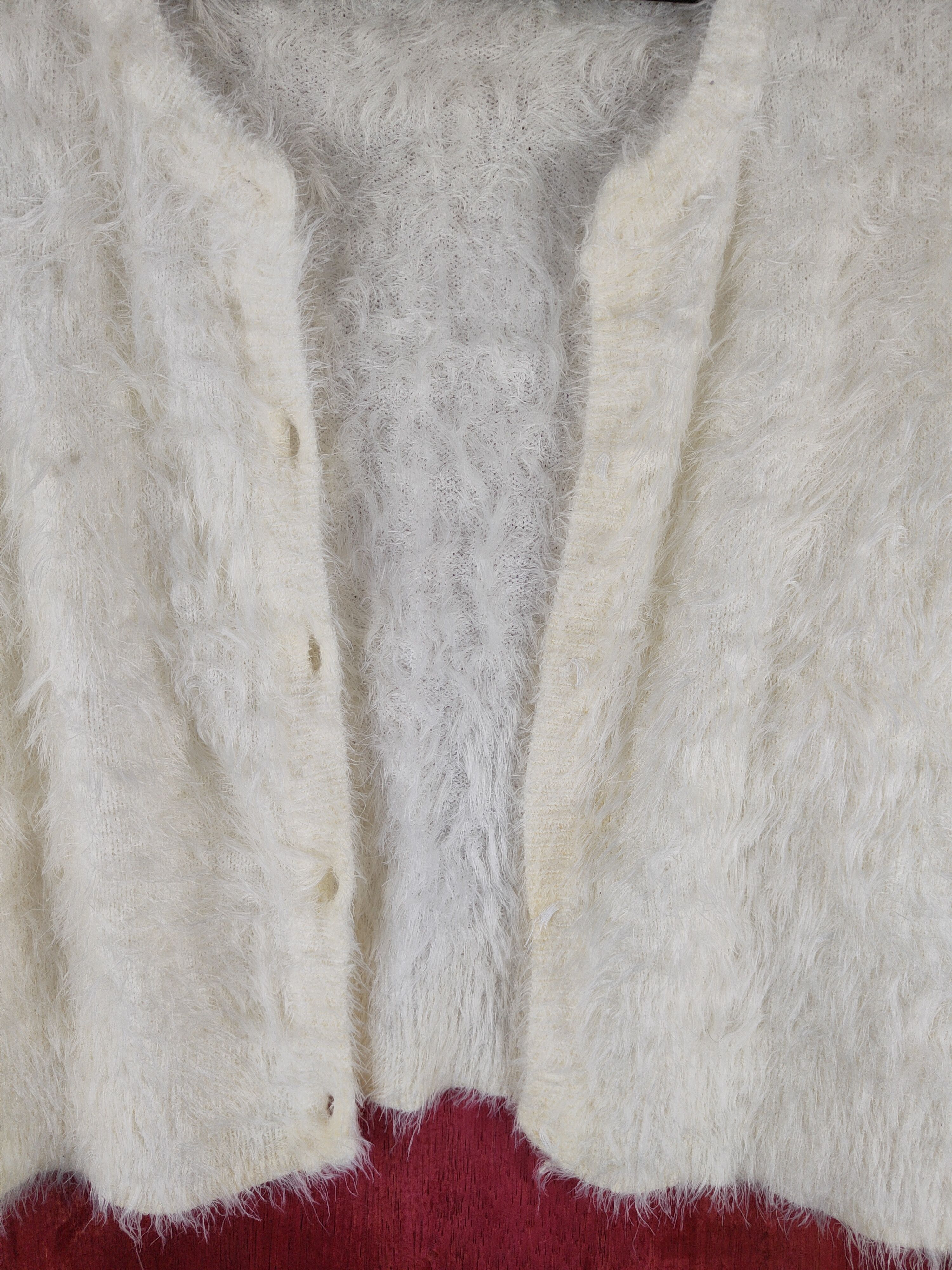 Homespun Knitwear × Japanese Brand DLS Japan Cream Shag Shaggy Fur Mohair Knitwear #BB607 Size M / US 6-8 / IT 42-44 - 3 Thumbnail