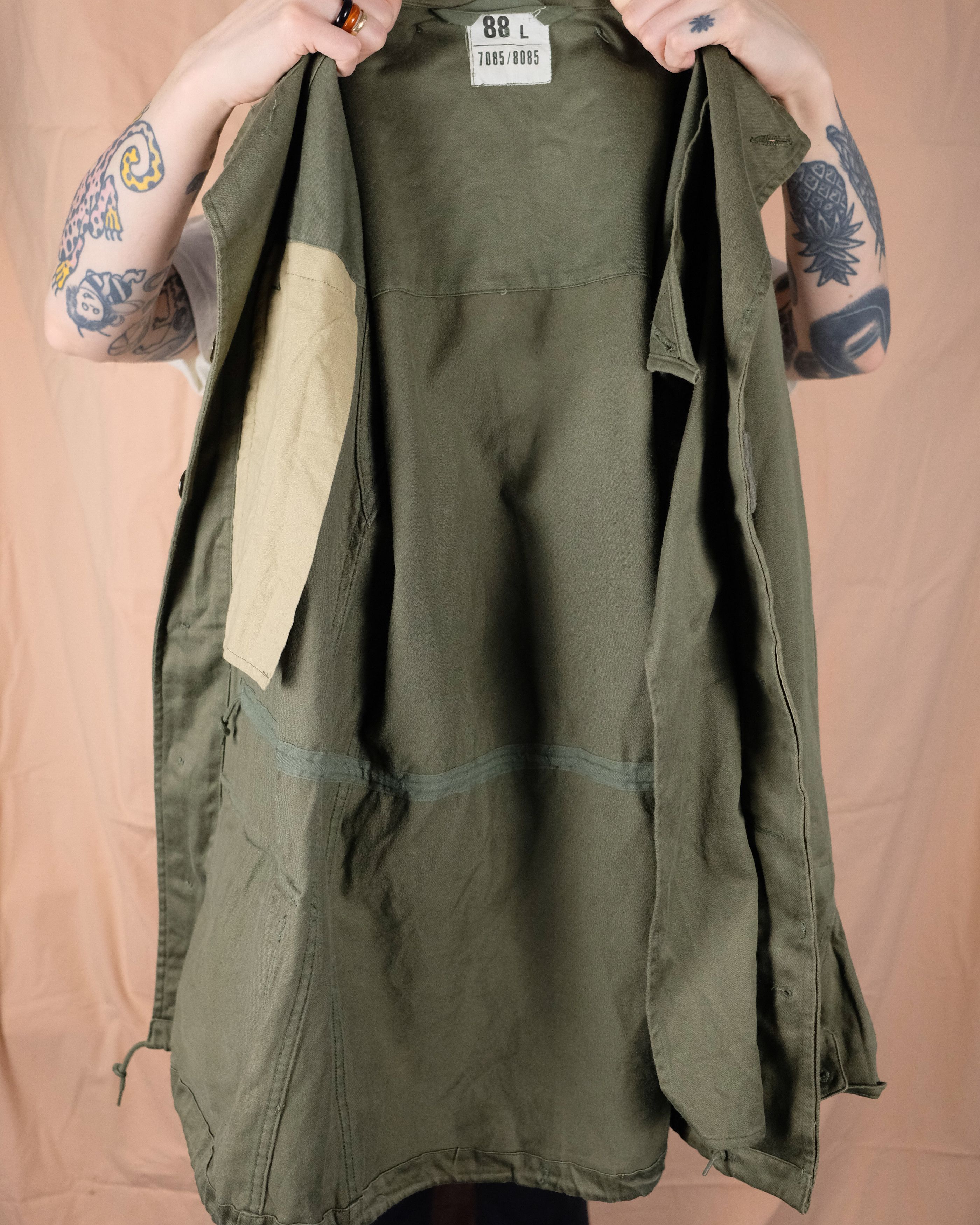 Vintage French army M64 olive field jacket combat coat
