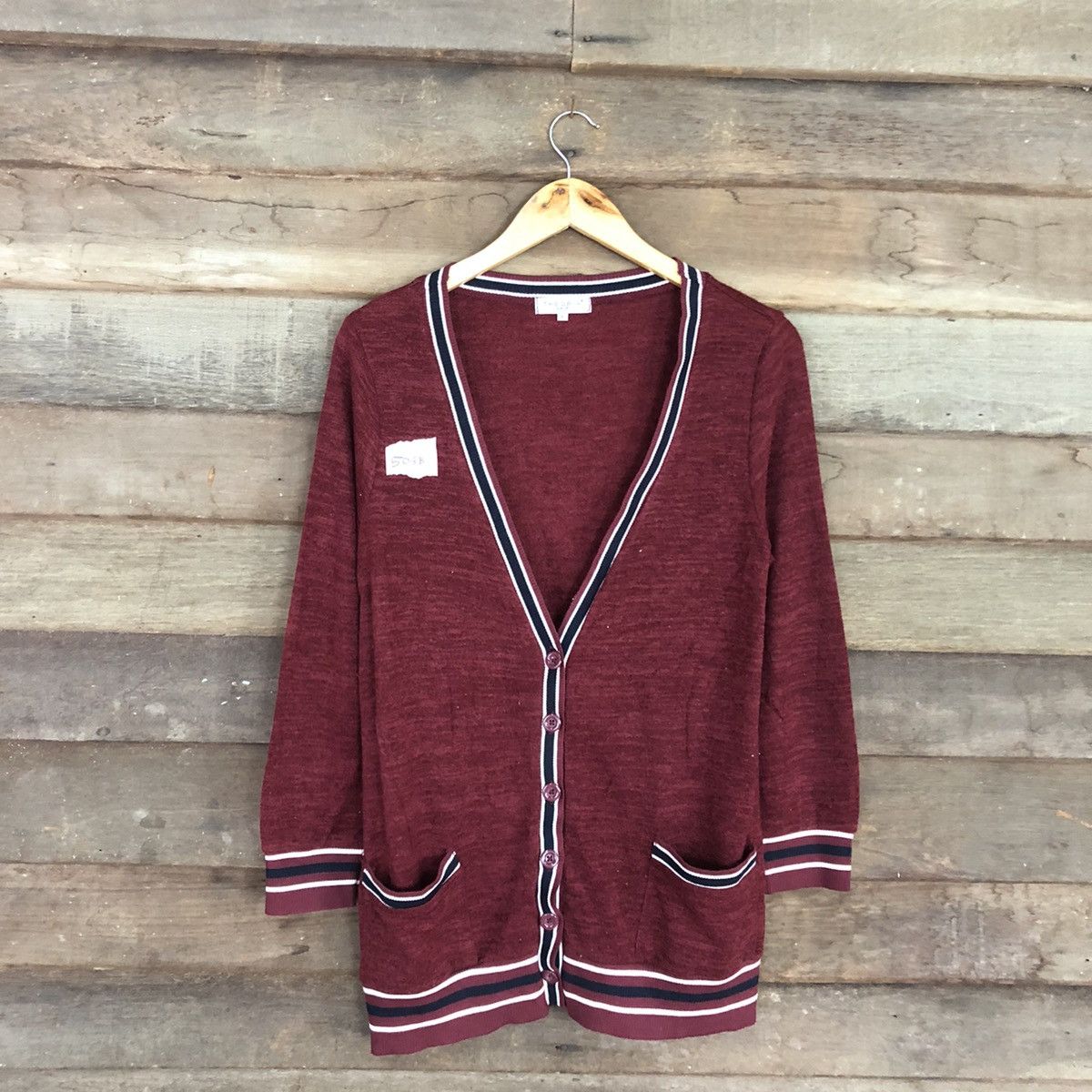 Homespun Knitwear Theoria Maroon Cardigan knitwear plain japan #508B Size US M / EU 48-50 / 2 - 3 Thumbnail