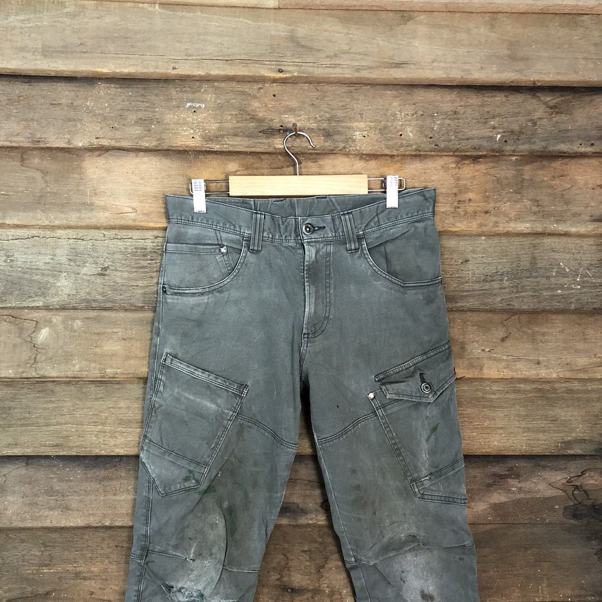 Japanese Brand Burtle Grey Multipocket thrased Tactical Cargo Pants #c1232 Size US 30 / EU 46 - 2 Thumbnail