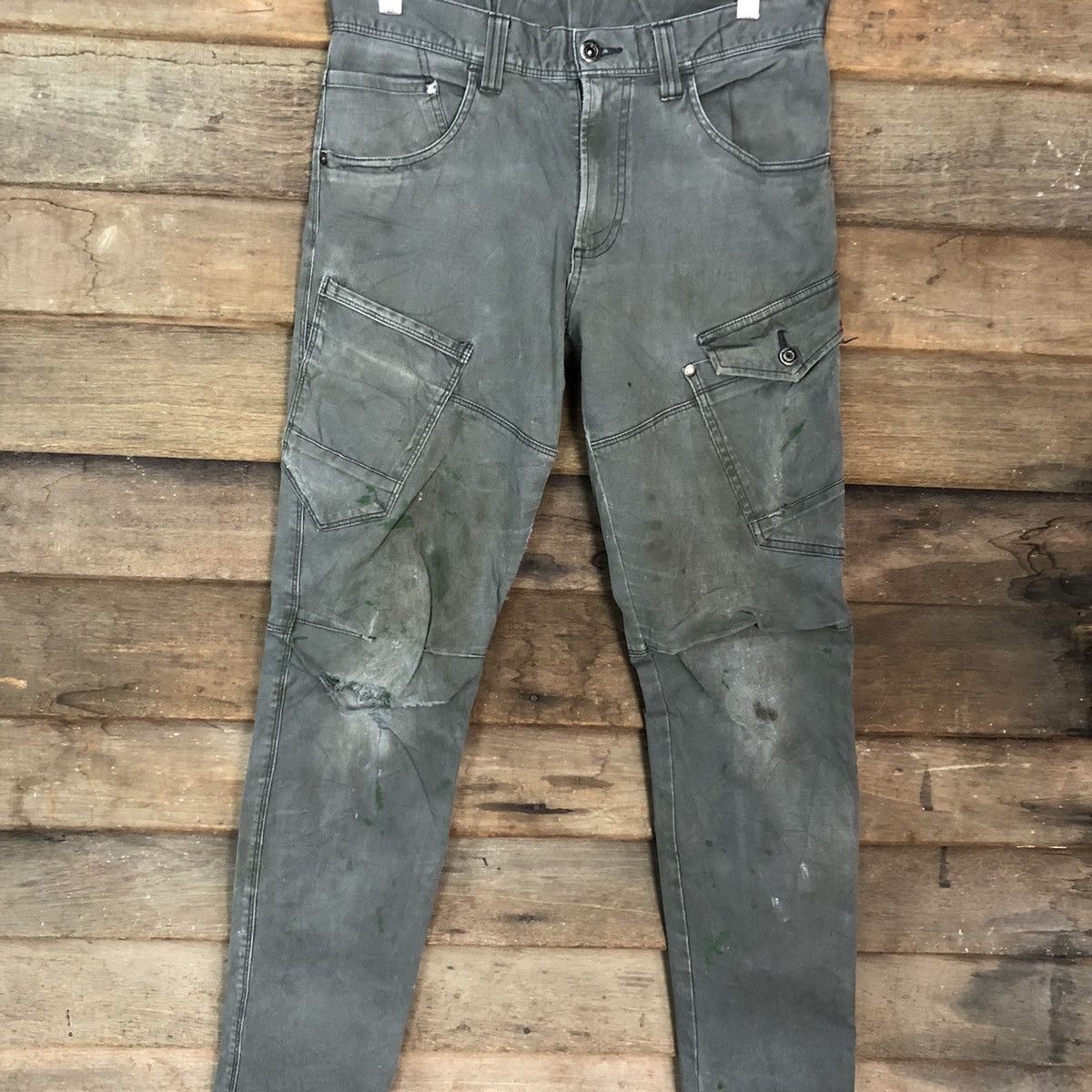 Japanese Brand Burtle Grey Multipocket thrased Tactical Cargo Pants #c1232 Size US 30 / EU 46 - 4 Thumbnail