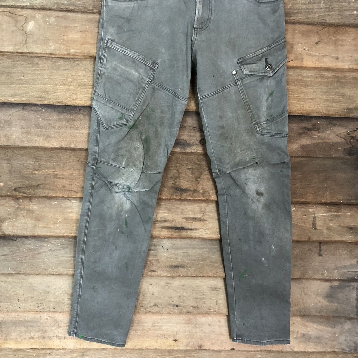 Japanese Brand Burtle Grey Multipocket thrased Tactical Cargo Pants #c1232 Size US 30 / EU 46 - 3 Thumbnail
