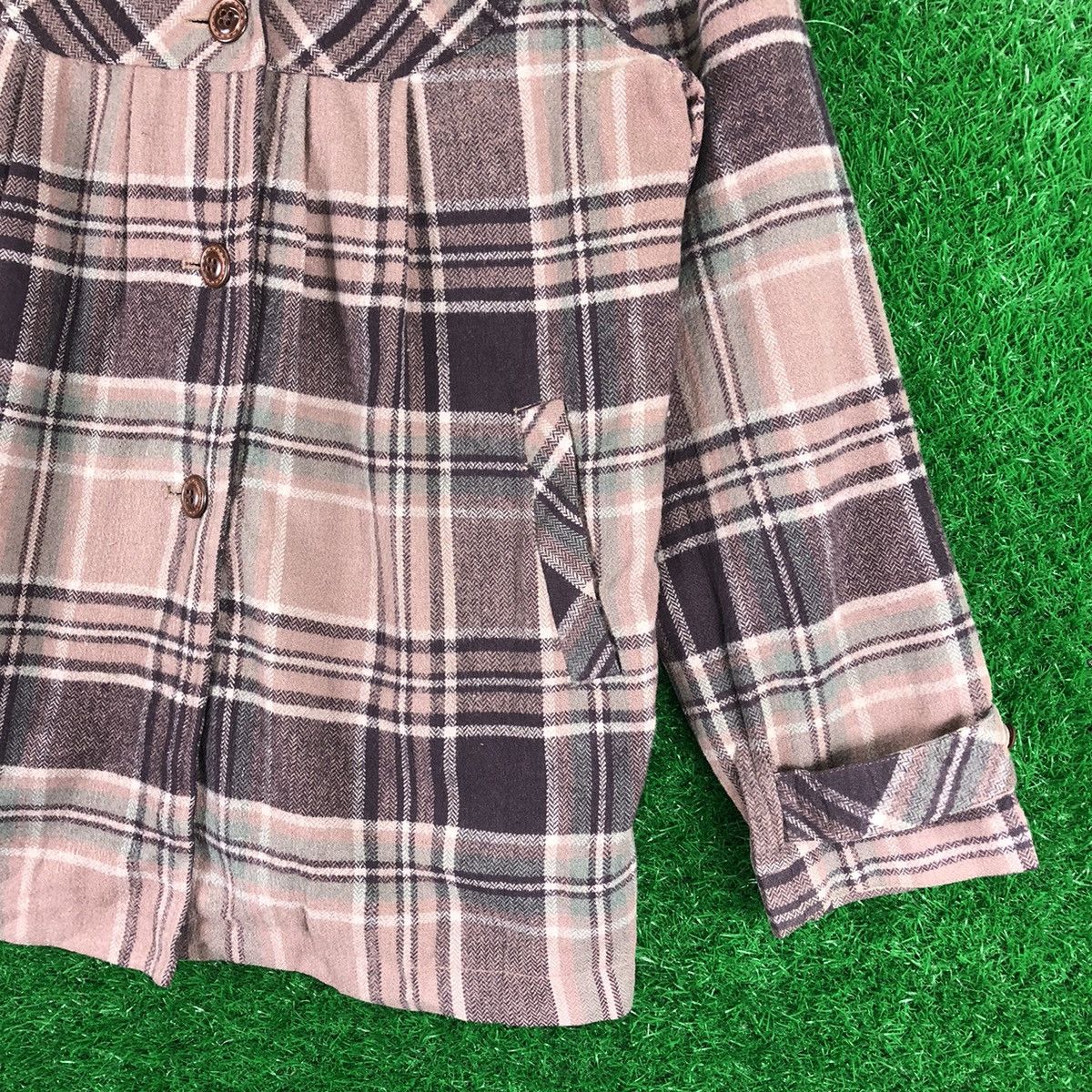 Japanese Brand Vintage Women Wool Jacket Hoodie Tartan Check by PBI Size M / US 6-8 / IT 42-44 - 3 Thumbnail