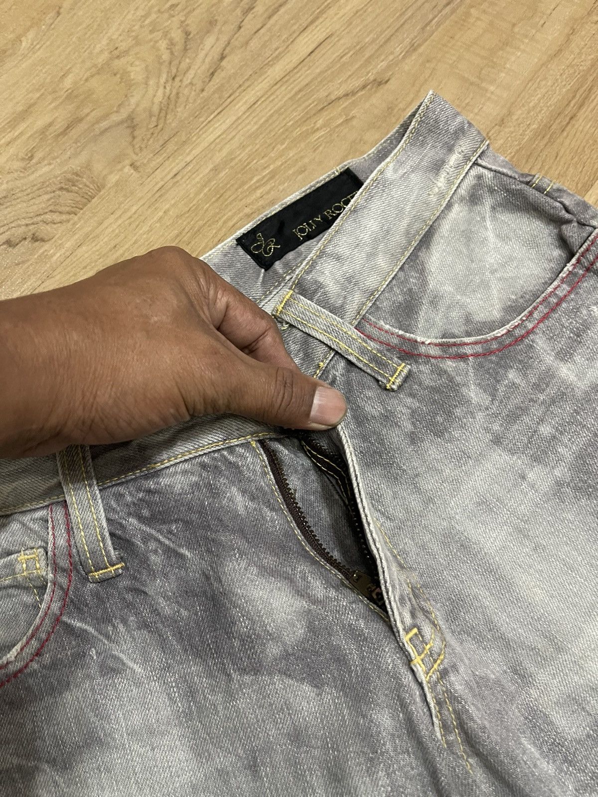 Japanese Brand Jolly Roger Acid Wash style jeans Size US 39 - 4 Thumbnail