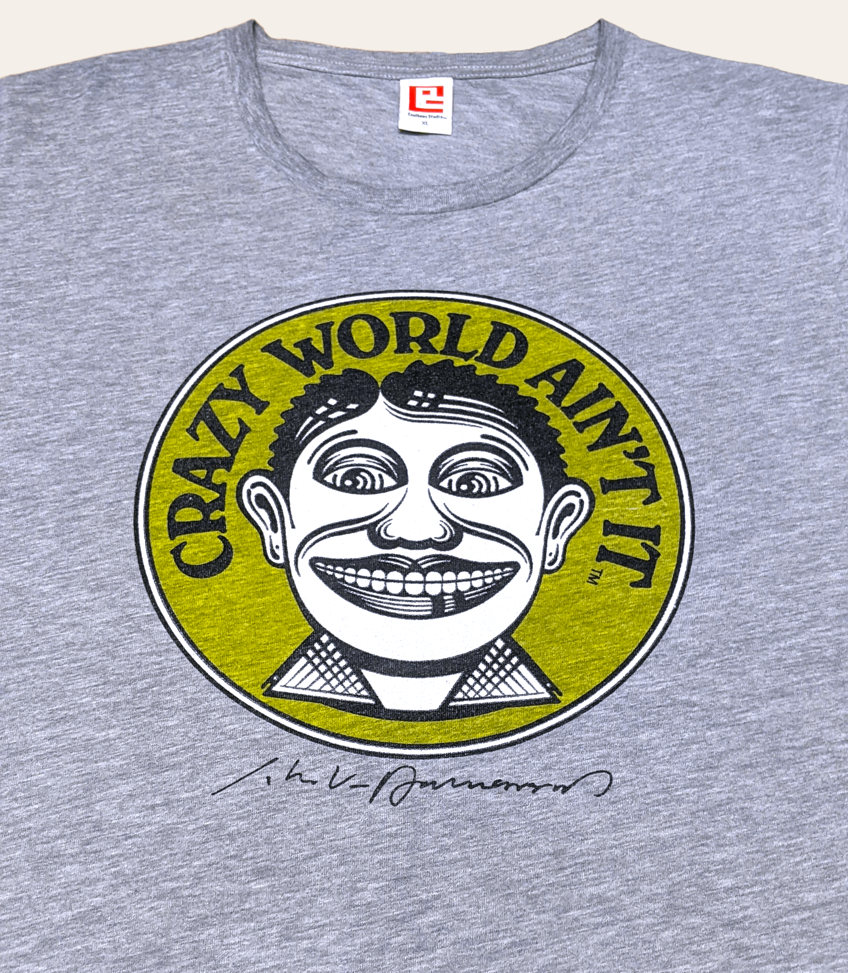 Keith Haring × Vintage Vintage Artwork John Van Hamersveld Crazy World T shirt Size US L / EU 52-54 / 3 - 1 Thumbnail