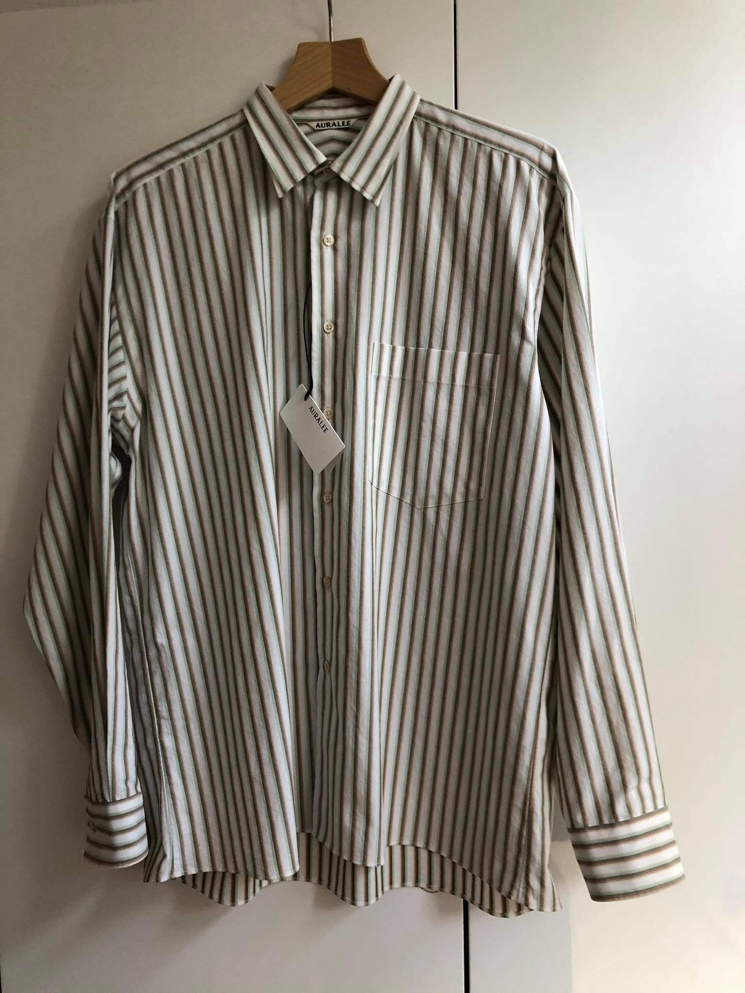 トップス AURALEE WASHED FINX TWILL STRIPE SHIRTS Auralee Washed Finx Twill Stripe Shirt - White Multi
