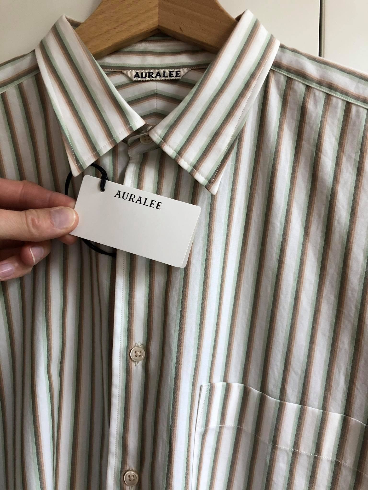 Auralee Washed Finx Twill Striped Shirt | Grailed