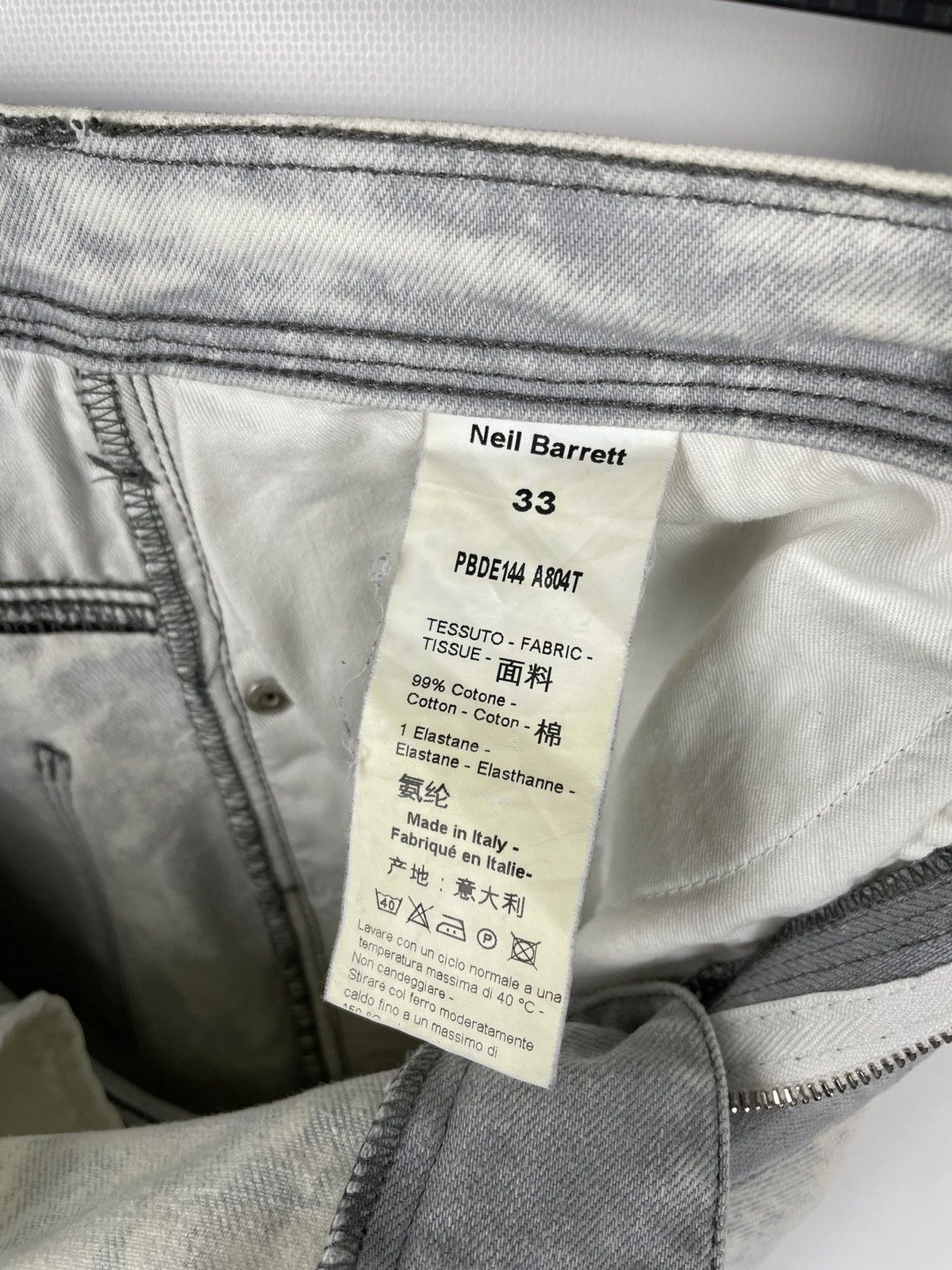 Neil Barrett Neil Barret Skinny Leg Bleached Denim Biker Jeans Size US 33 - 10 Thumbnail