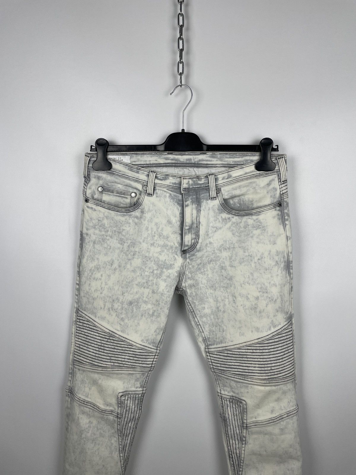 Neil Barrett Neil Barret Skinny Leg Bleached Denim Biker Jeans Size US 33 - 4 Thumbnail