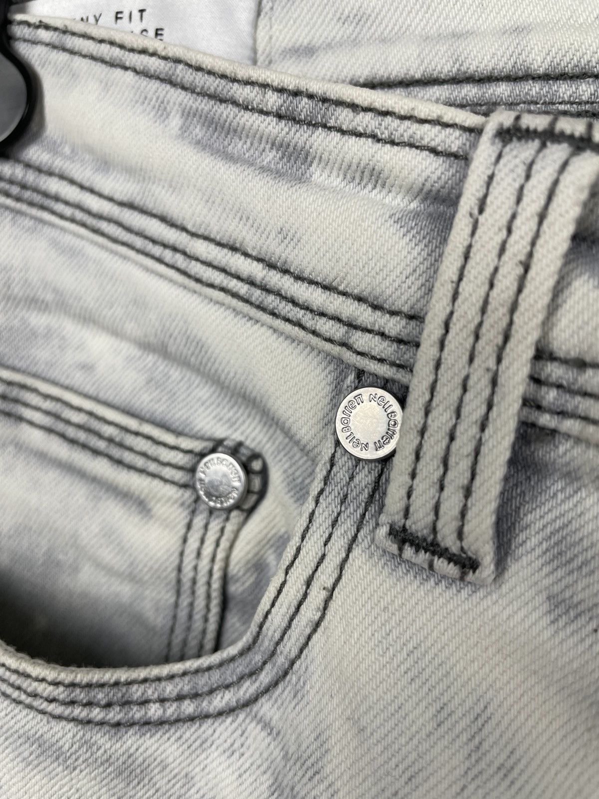 Neil Barrett Neil Barret Skinny Leg Bleached Denim Biker Jeans Size US 33 - 8 Thumbnail