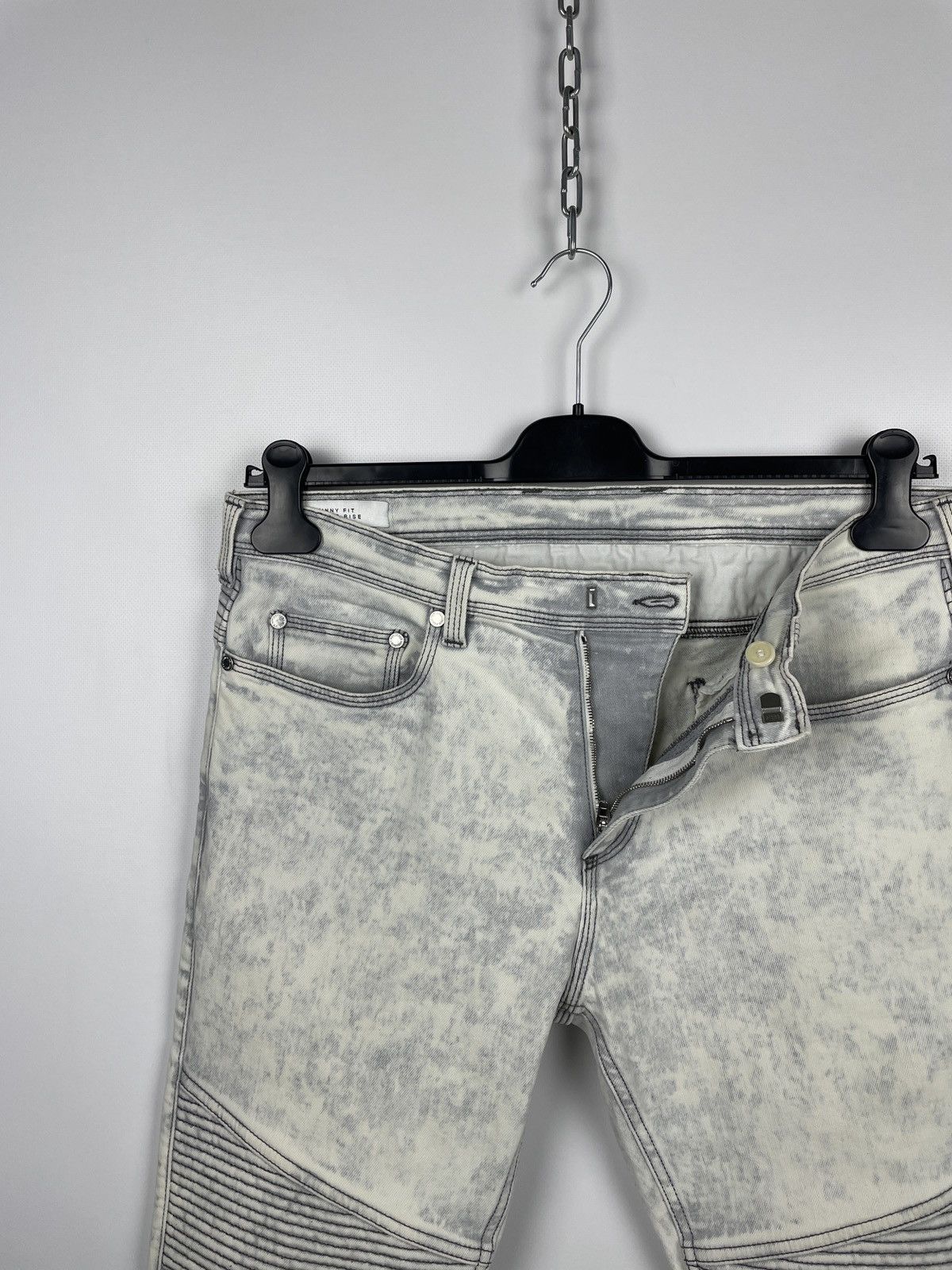 Neil Barrett Neil Barret Skinny Leg Bleached Denim Biker Jeans Size US 33 - 5 Thumbnail
