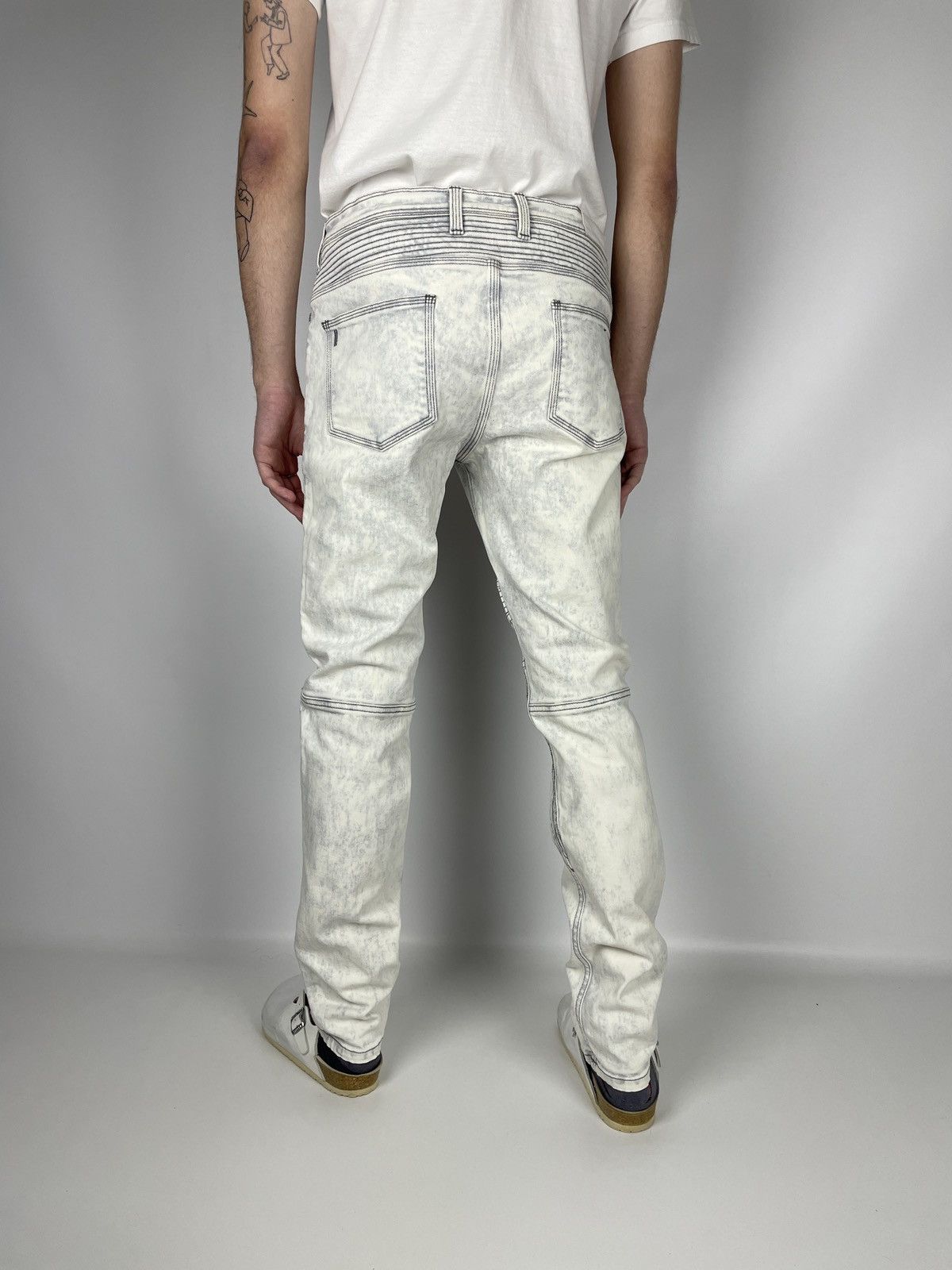 Neil Barrett Neil Barret Skinny Leg Bleached Denim Biker Jeans Size US 33 - 2 Thumbnail