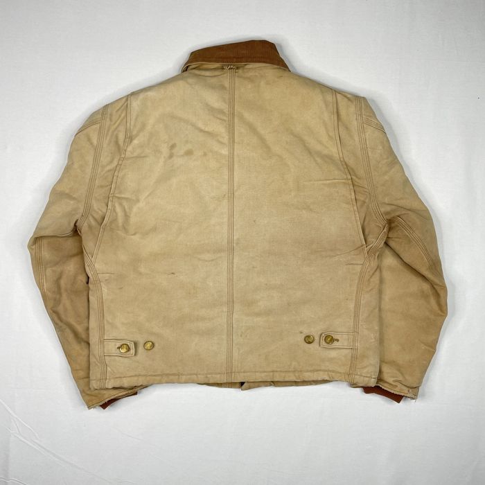 VTG Y2K USA CARHARTT DUCK CANVAS DISTRESSED WORKWEAR JACKET BEIGE 2XL