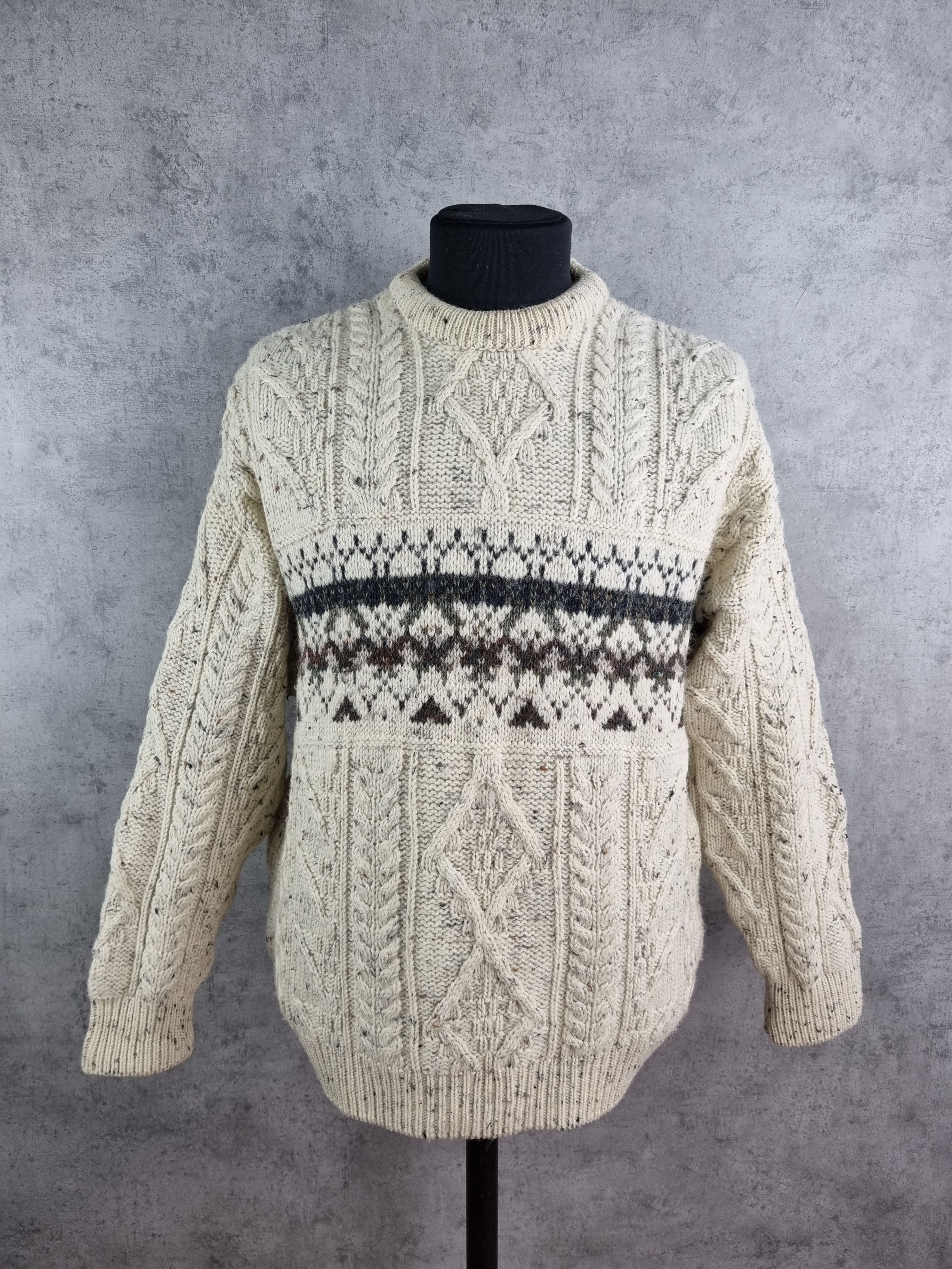 Aran Crafts × Barbour 80s Wool Sweater Aran Crafts Fisherman Cable Knitwear Size US L / EU 52-54 / 3 - 5 Thumbnail