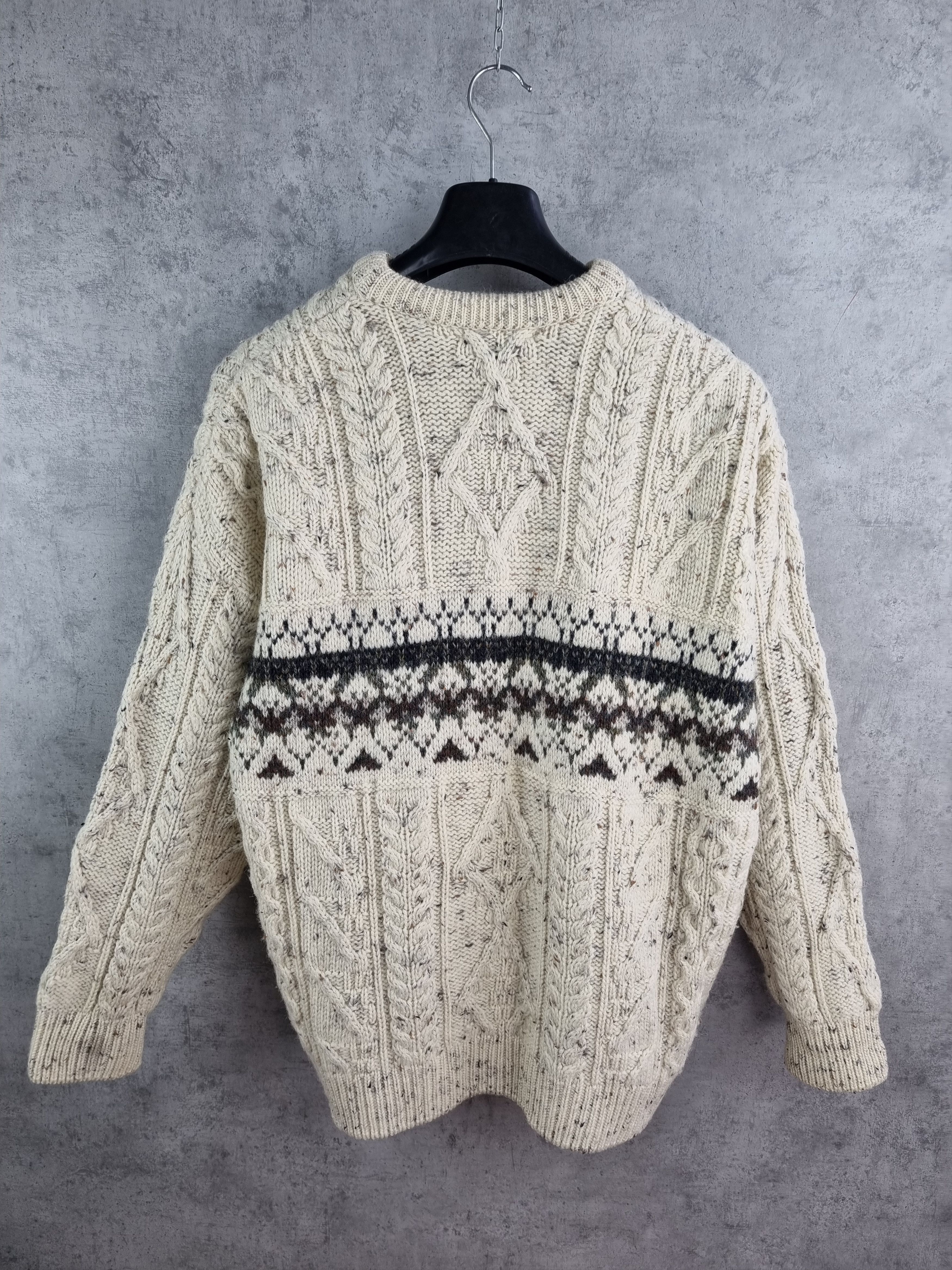 Aran Crafts × Barbour 80s Wool Sweater Aran Crafts Fisherman Cable Knitwear Size US L / EU 52-54 / 3 - 3 Thumbnail