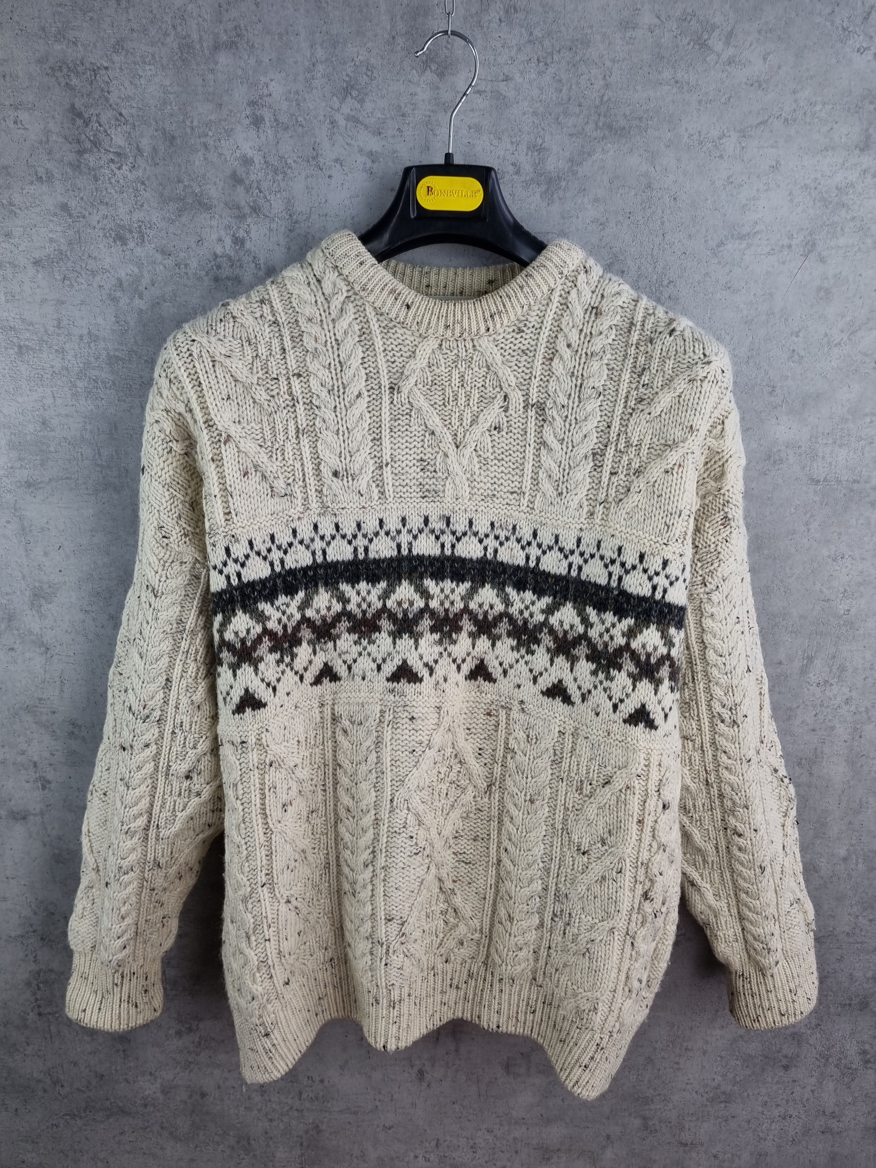 Aran Crafts × Barbour 80s Wool Sweater Aran Crafts Fisherman Cable Knitwear Size US L / EU 52-54 / 3 - 2 Thumbnail