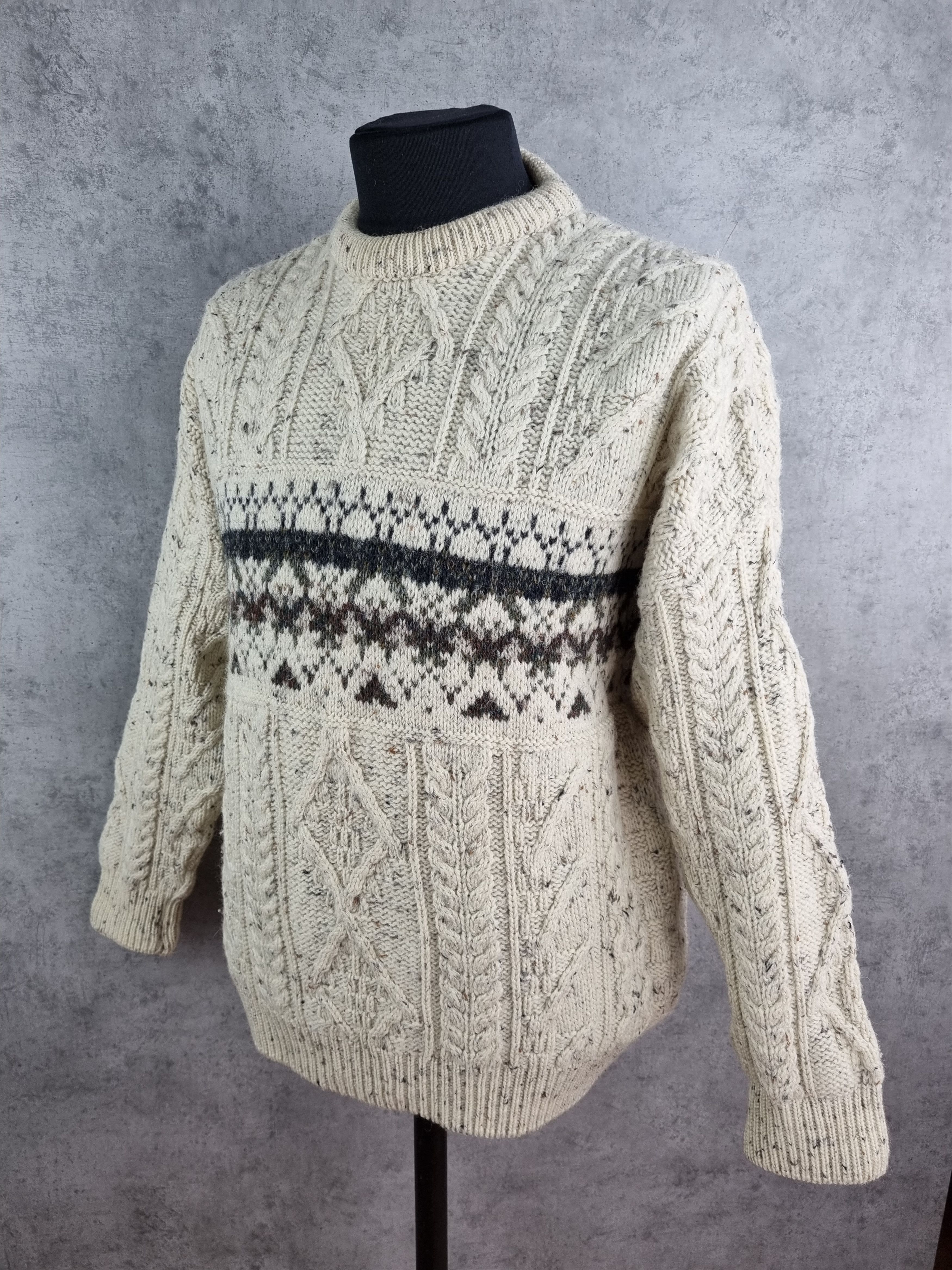Aran Crafts × Barbour 80s Wool Sweater Aran Crafts Fisherman Cable Knitwear Size US L / EU 52-54 / 3 - 20 Thumbnail