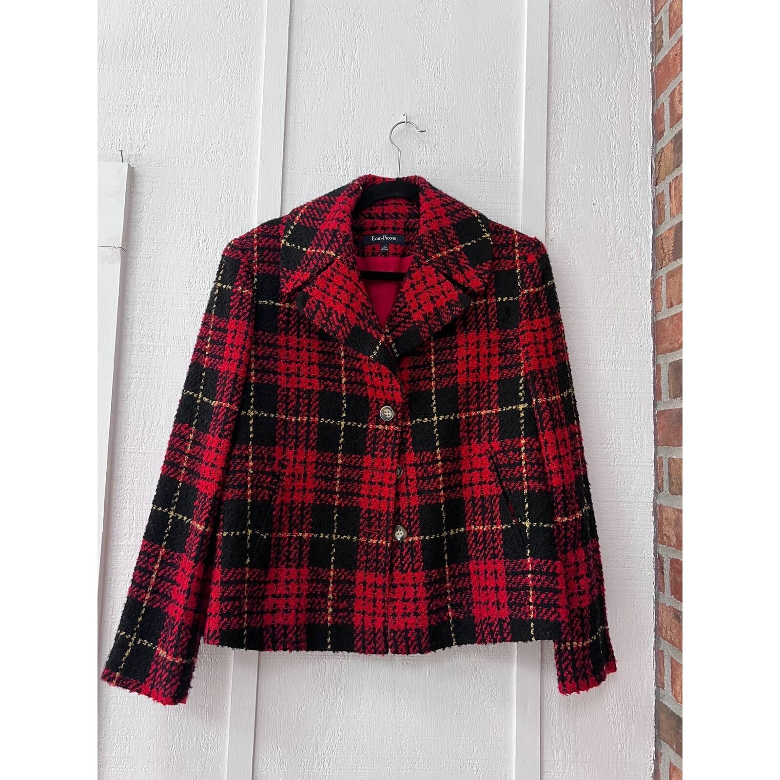 cheap purchase UK Vintage Evan Picone Jacket, red plaid