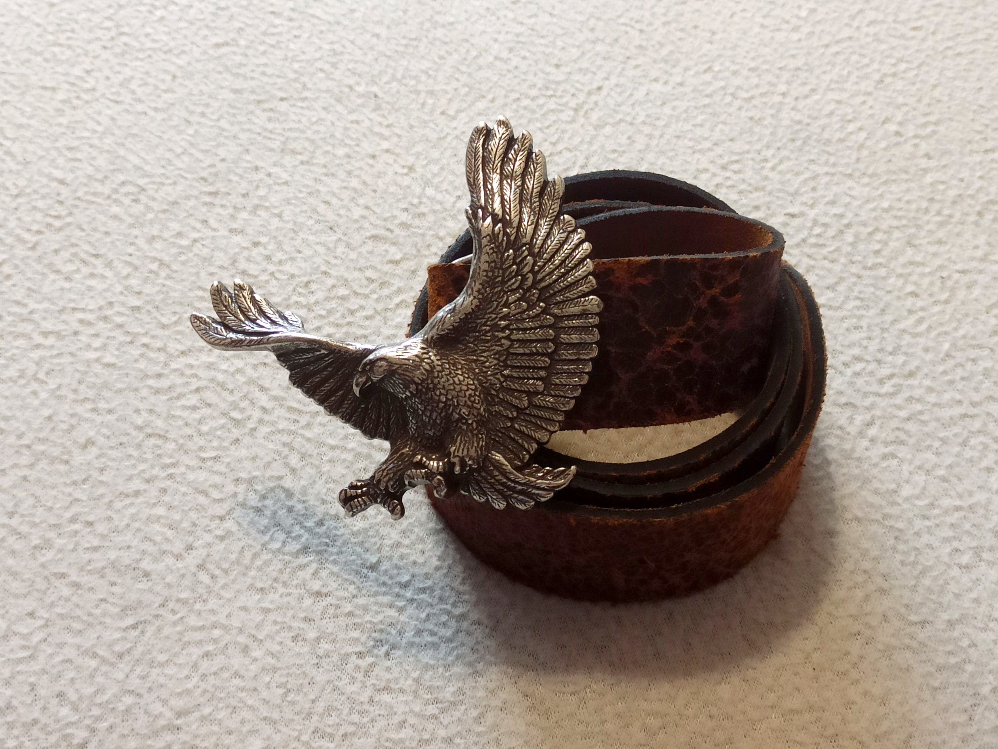 River Island × Vintage River Island leather metal eagle buckle belt Size ONE SIZE - 2 Thumbnail