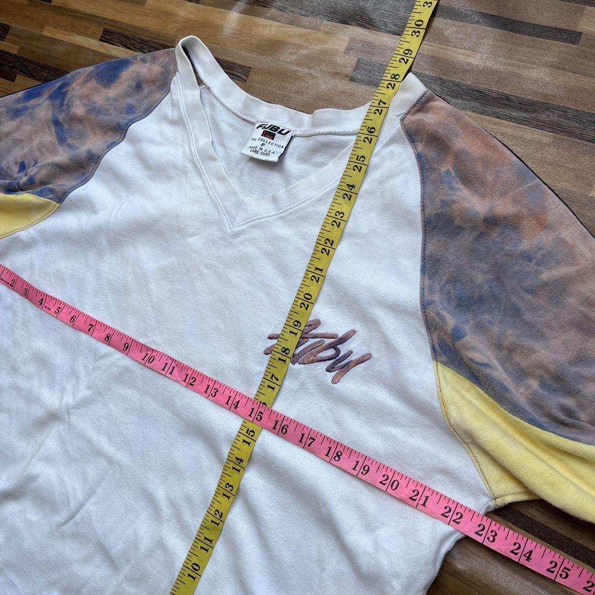Fubu Vintage 1985 Fubu Collection Bleach Wash TShirt Made In USA Size US L / EU 52-54 / 3 - 4 Thumbnail