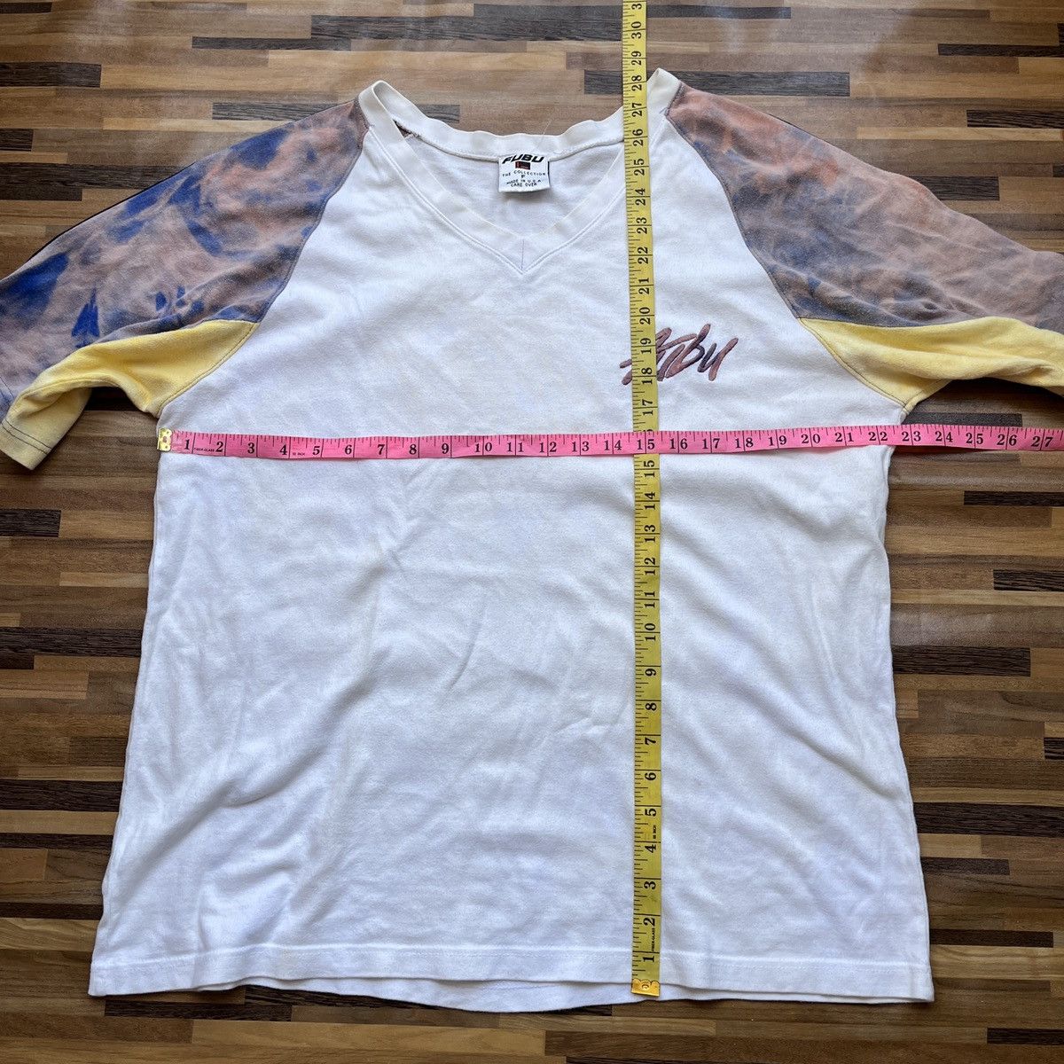 Fubu Vintage 1985 Fubu Collection Bleach Wash TShirt Made In USA Size US L / EU 52-54 / 3 - 5 Thumbnail