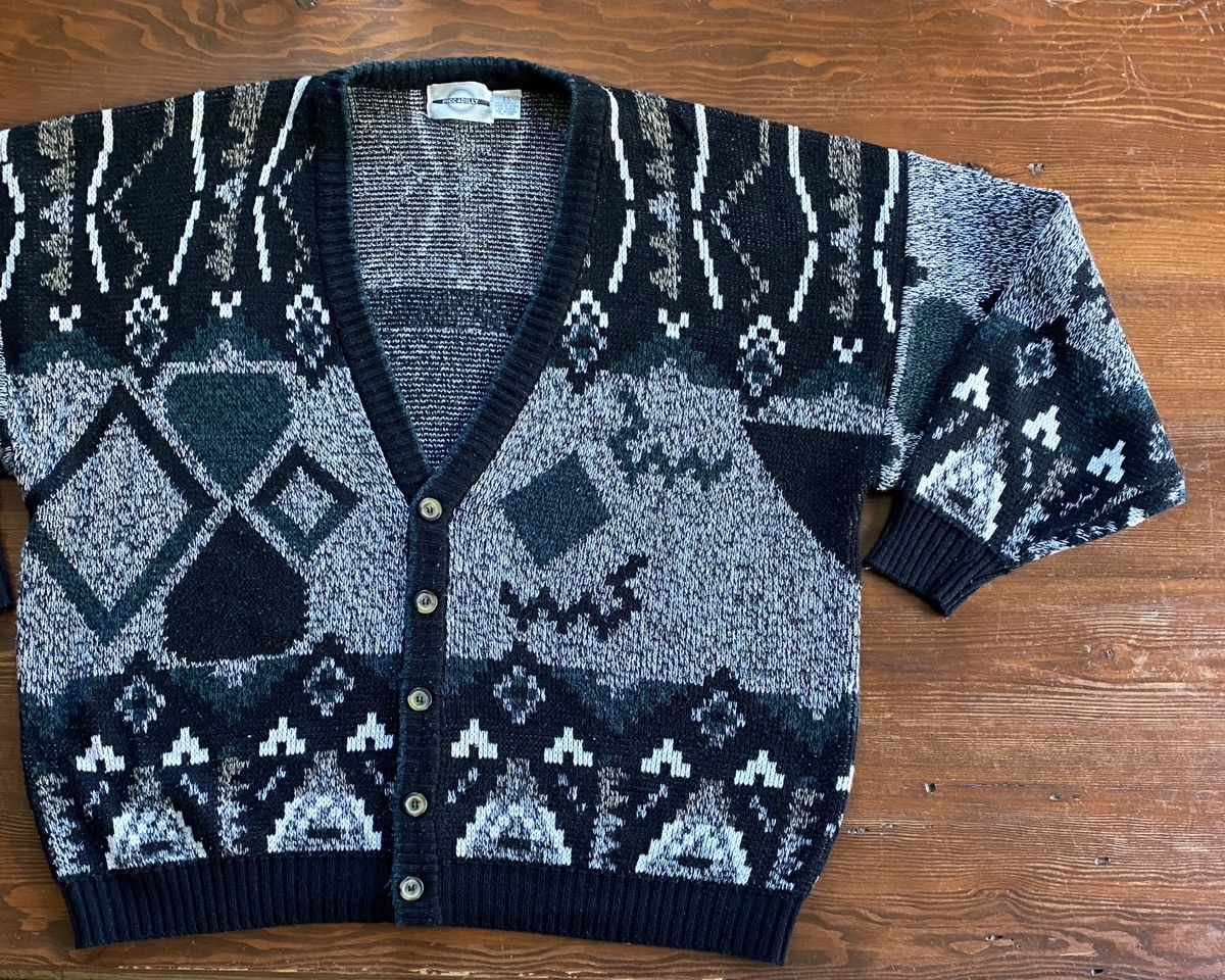 80's Gray and White Zig Zag Cardigan by Spettro Casual Clothing main image 1