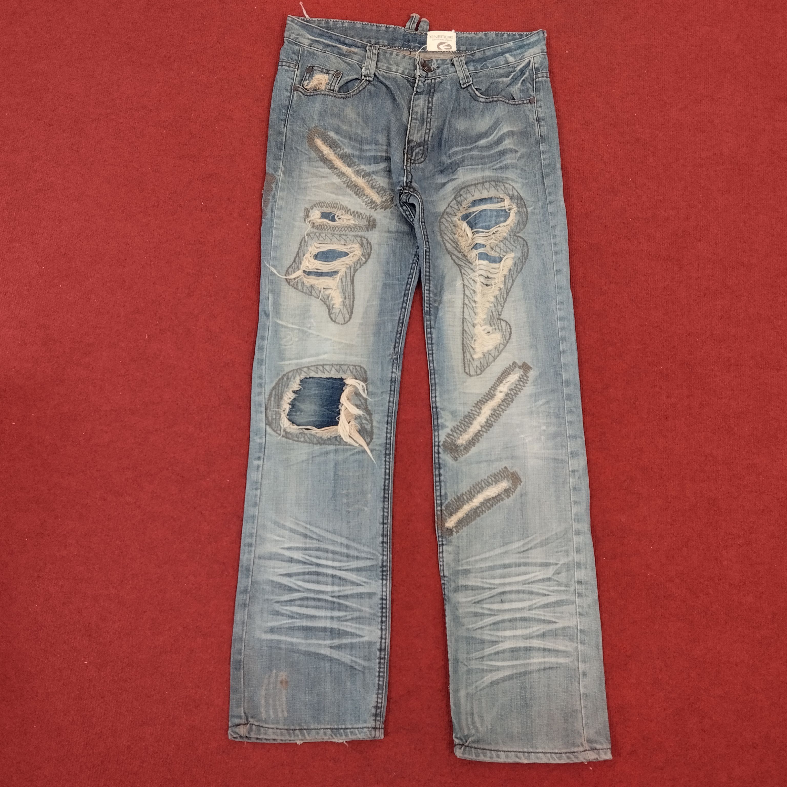 Energie × Vintage ENERGIE Distressed Japaness Fashion Style Denim Jeans Size US 35 - 1 Thumbnail