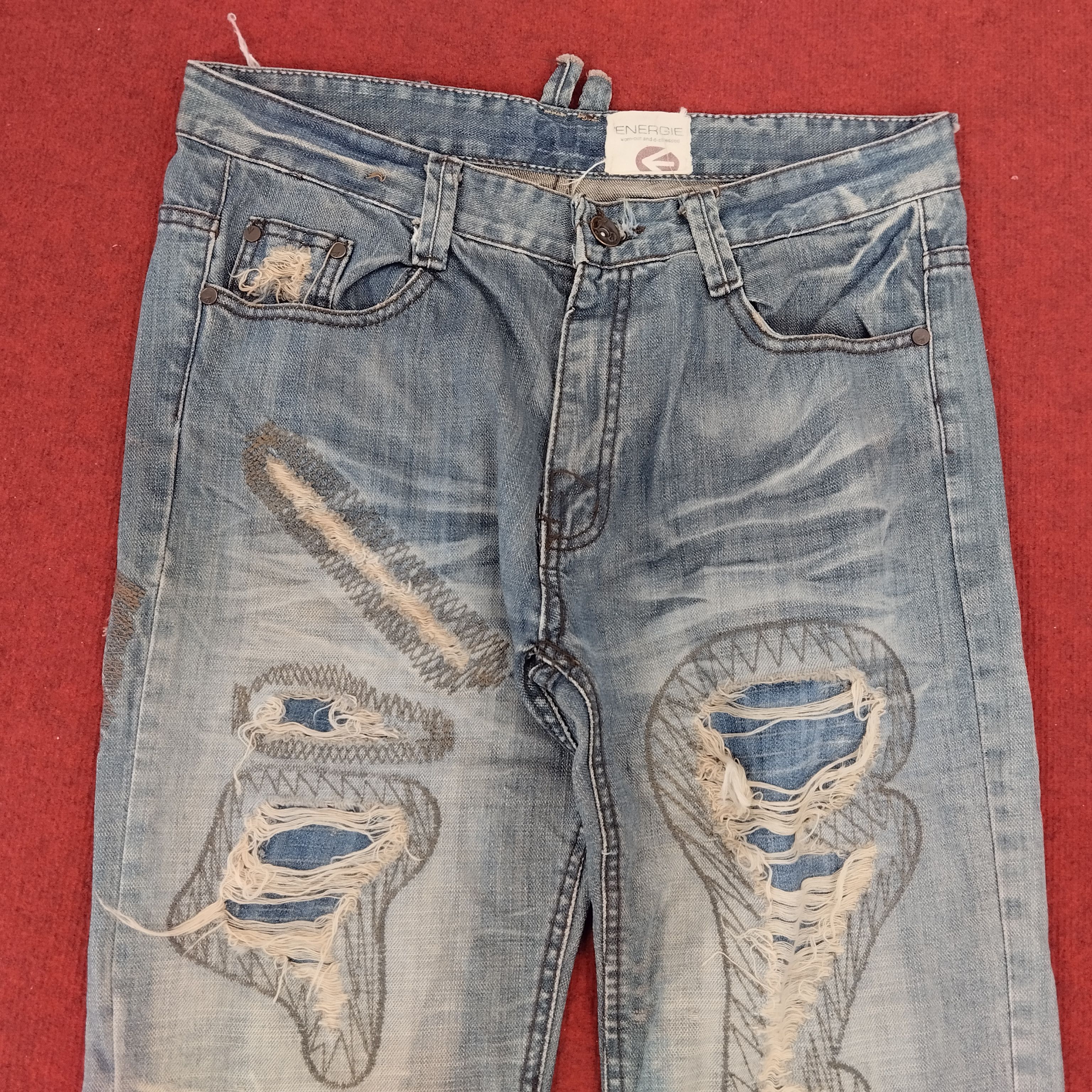 Energie × Vintage ENERGIE Distressed Japaness Fashion Style Denim Jeans Size US 35 - 4 Thumbnail