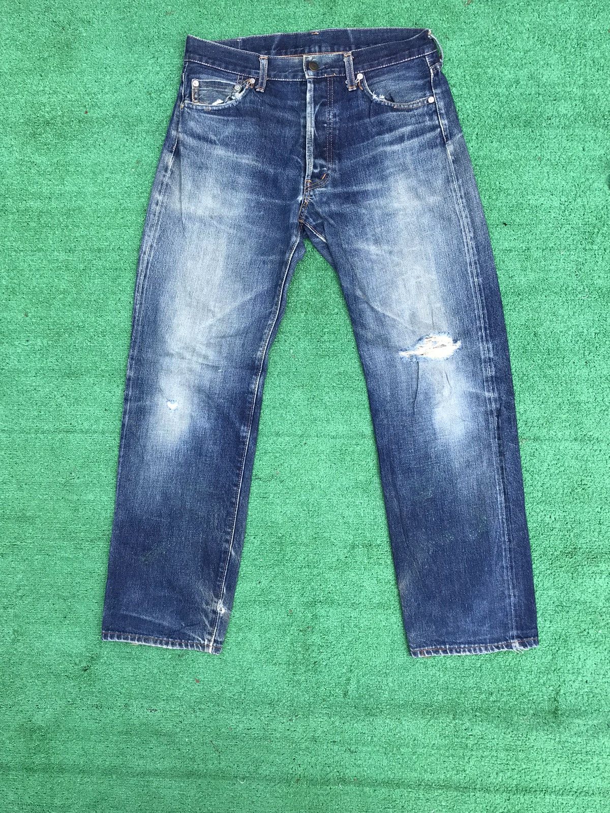 Japanese Brand Distress Raw Denim By Aba House Denim Size US 33 - 1 Thumbnail